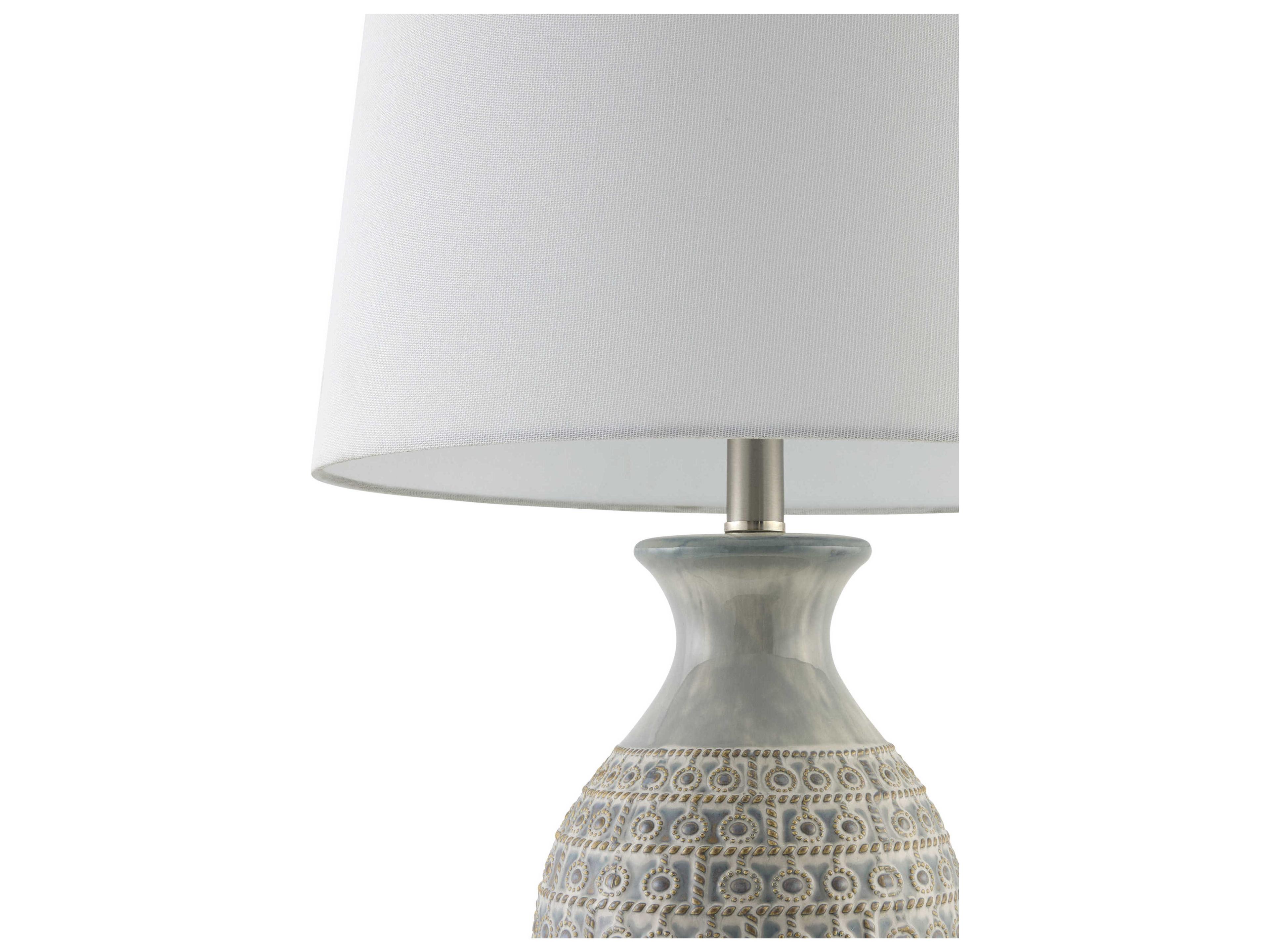 Surya Veroli Gray White Linen Table Lamp