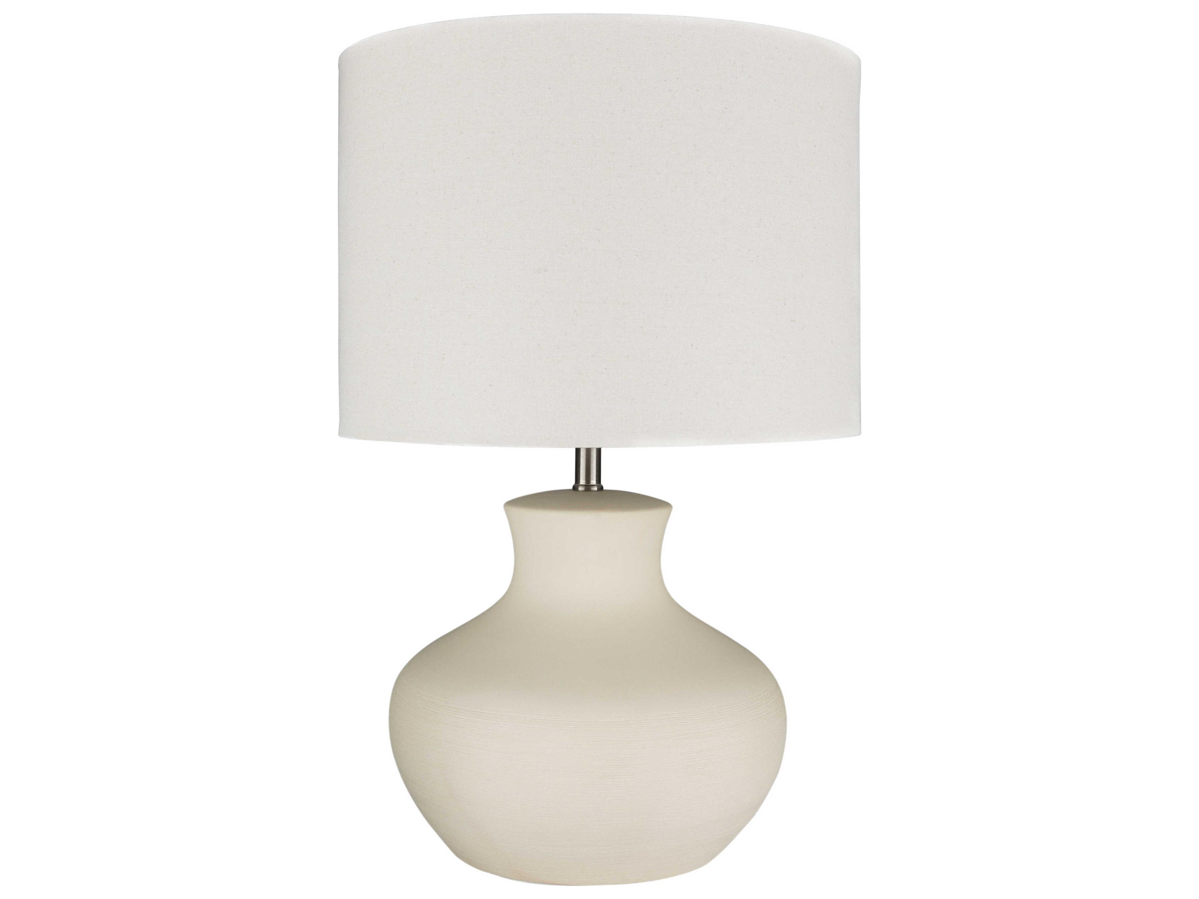 Surya Warren Cream Ivory Linen Off White Buffet Lamp