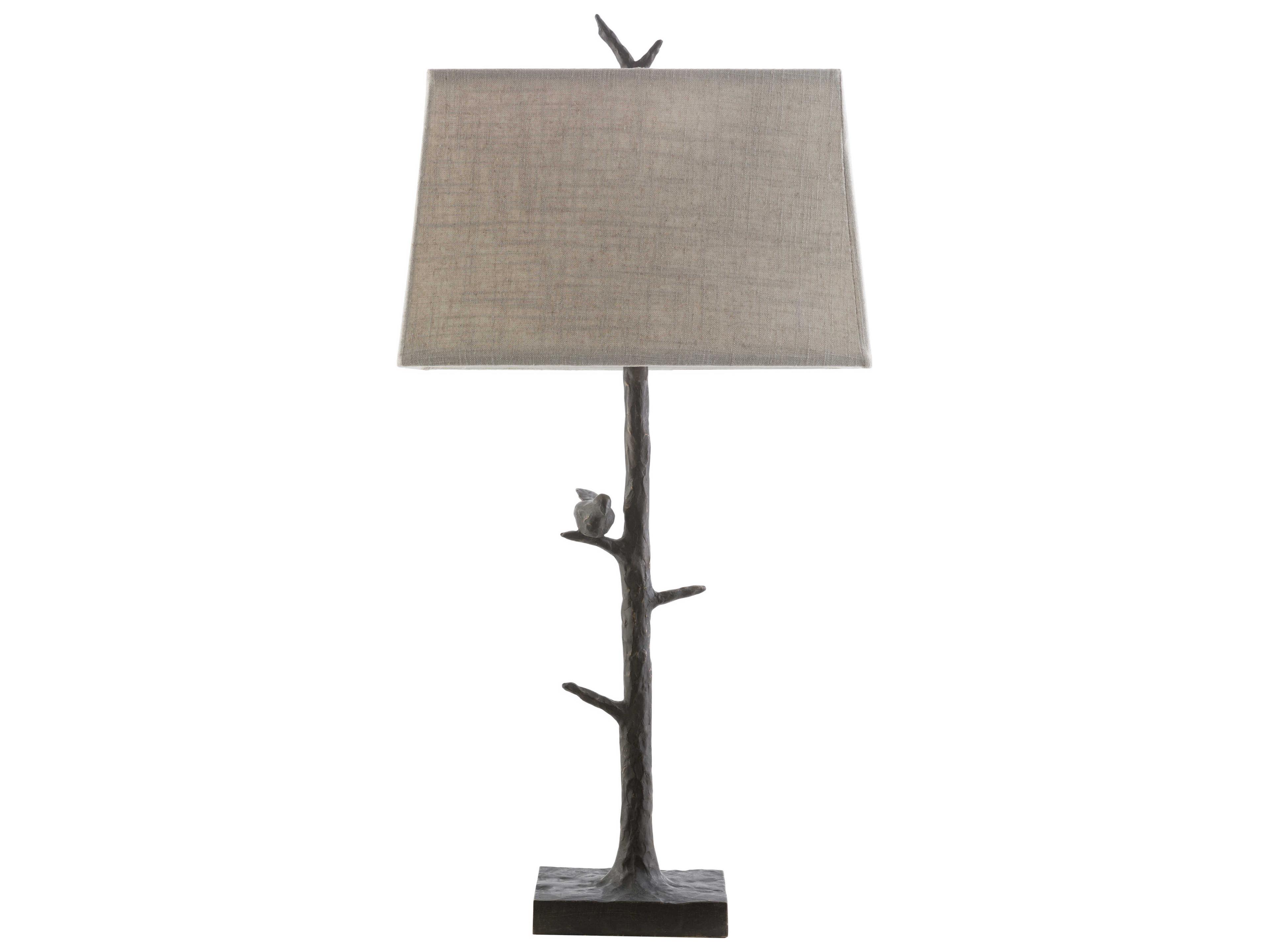 Surya Weber Metallic Bronze Taupe Cotton Buffet Lamp