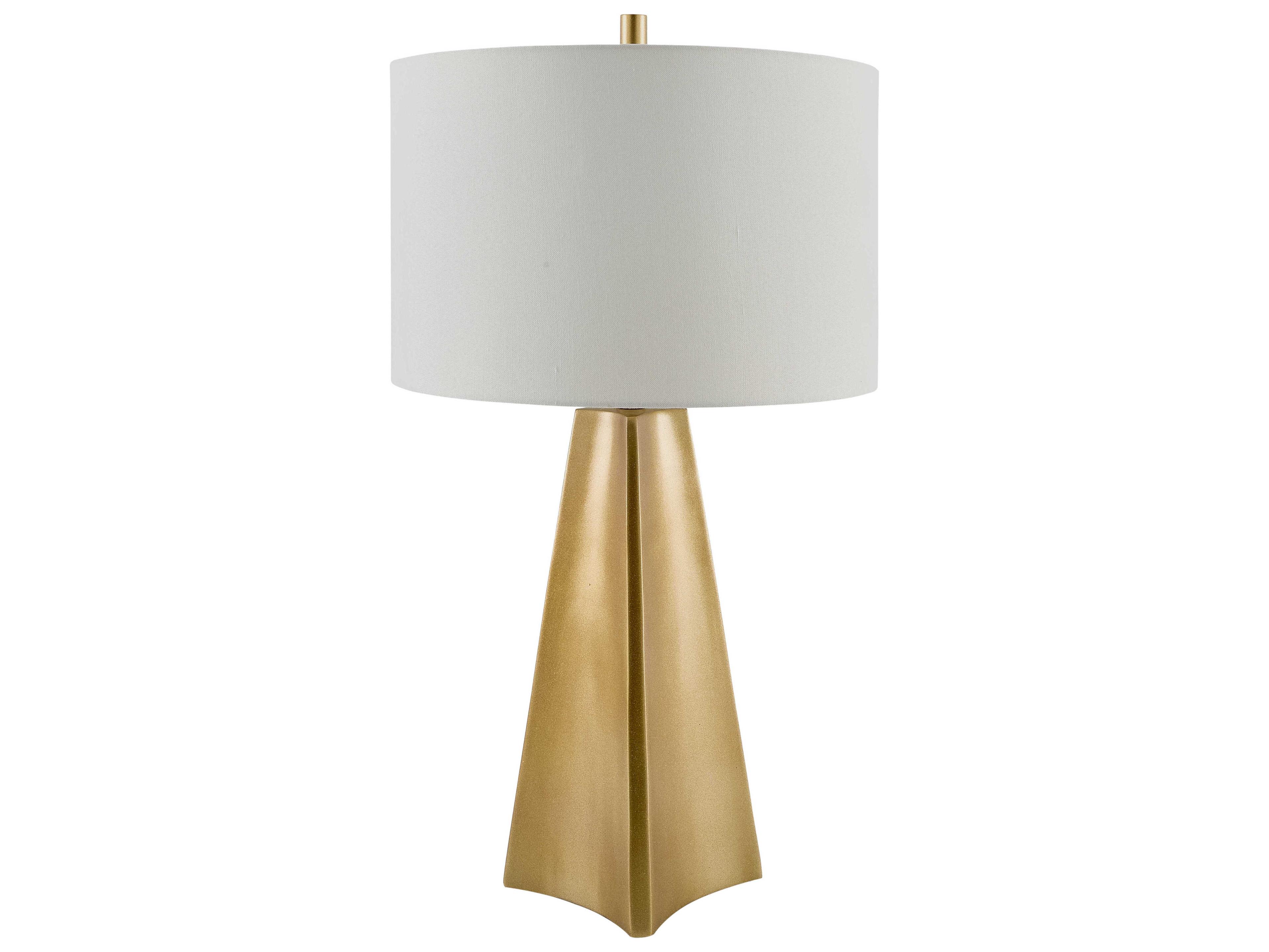 Surya Warner Metallic Brass Cream Linen Buffet Lamp