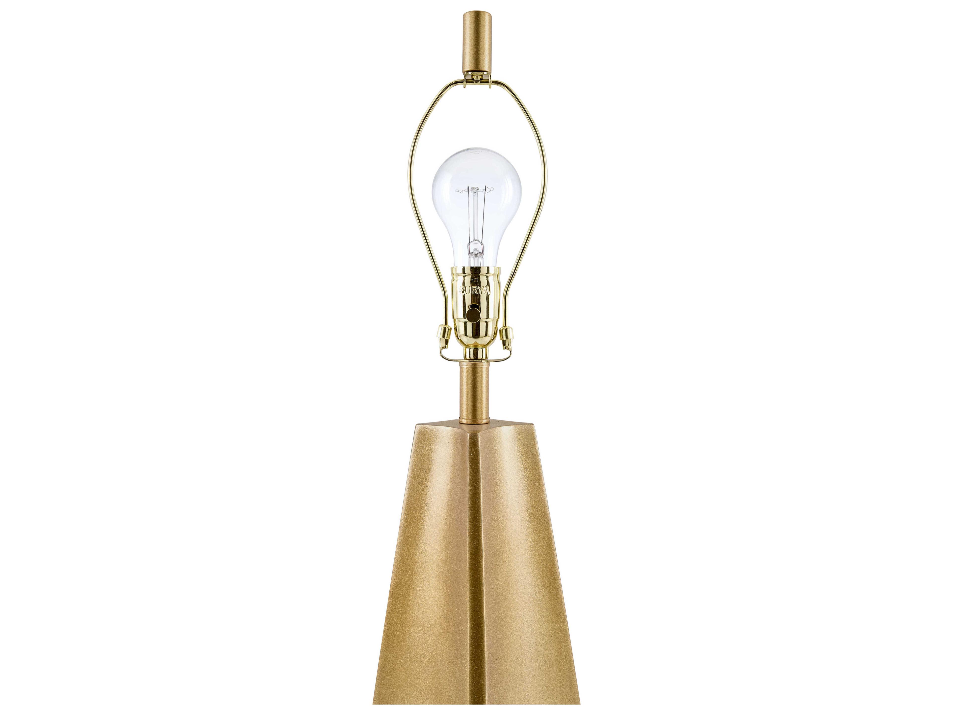 Surya Warner Metallic Brass Cream Linen Buffet Lamp