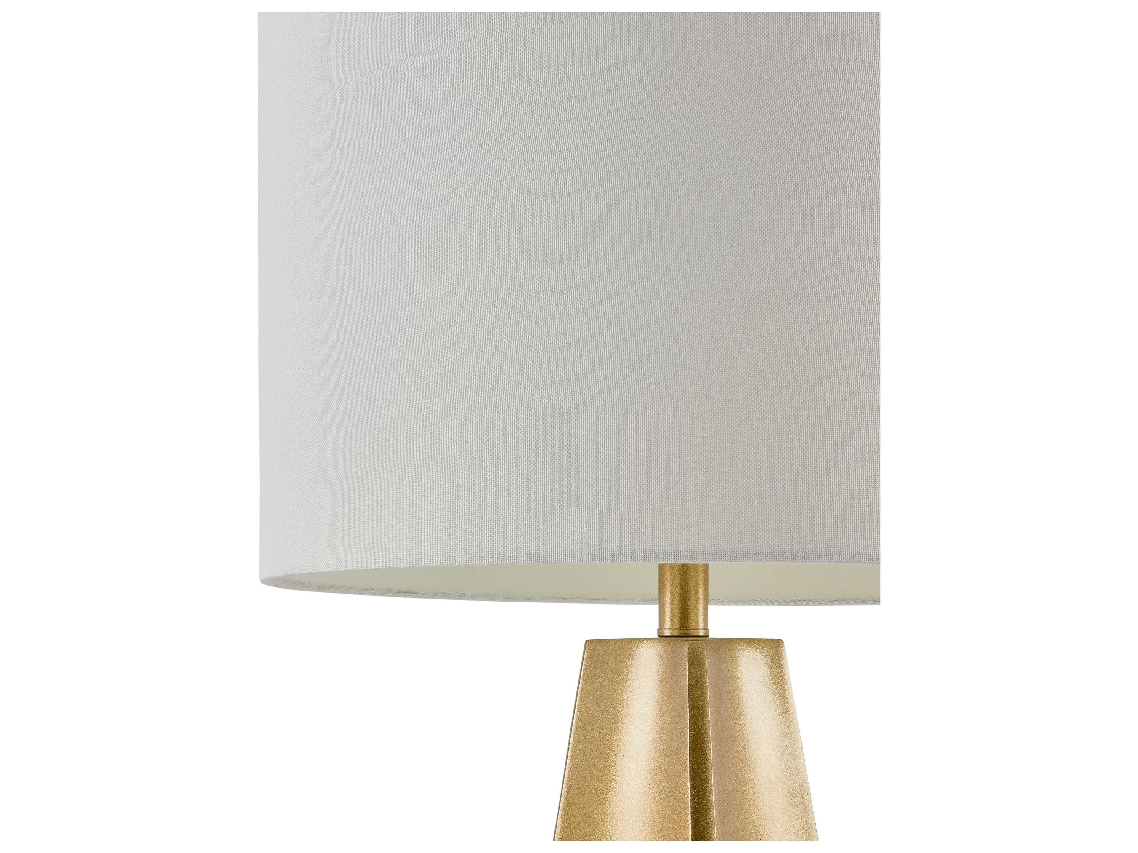 Surya Warner Metallic Brass Cream Linen Buffet Lamp