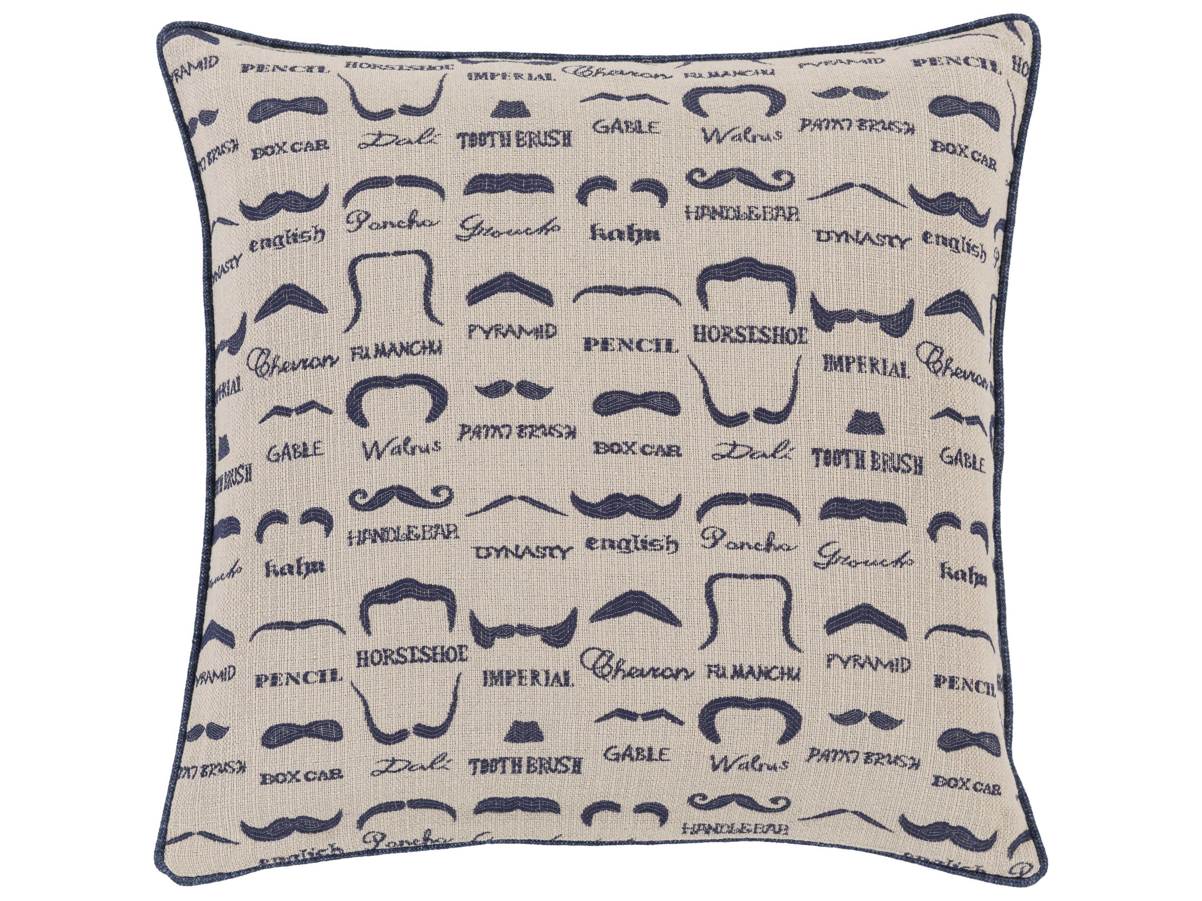 Wax that Stache Beige Pillow