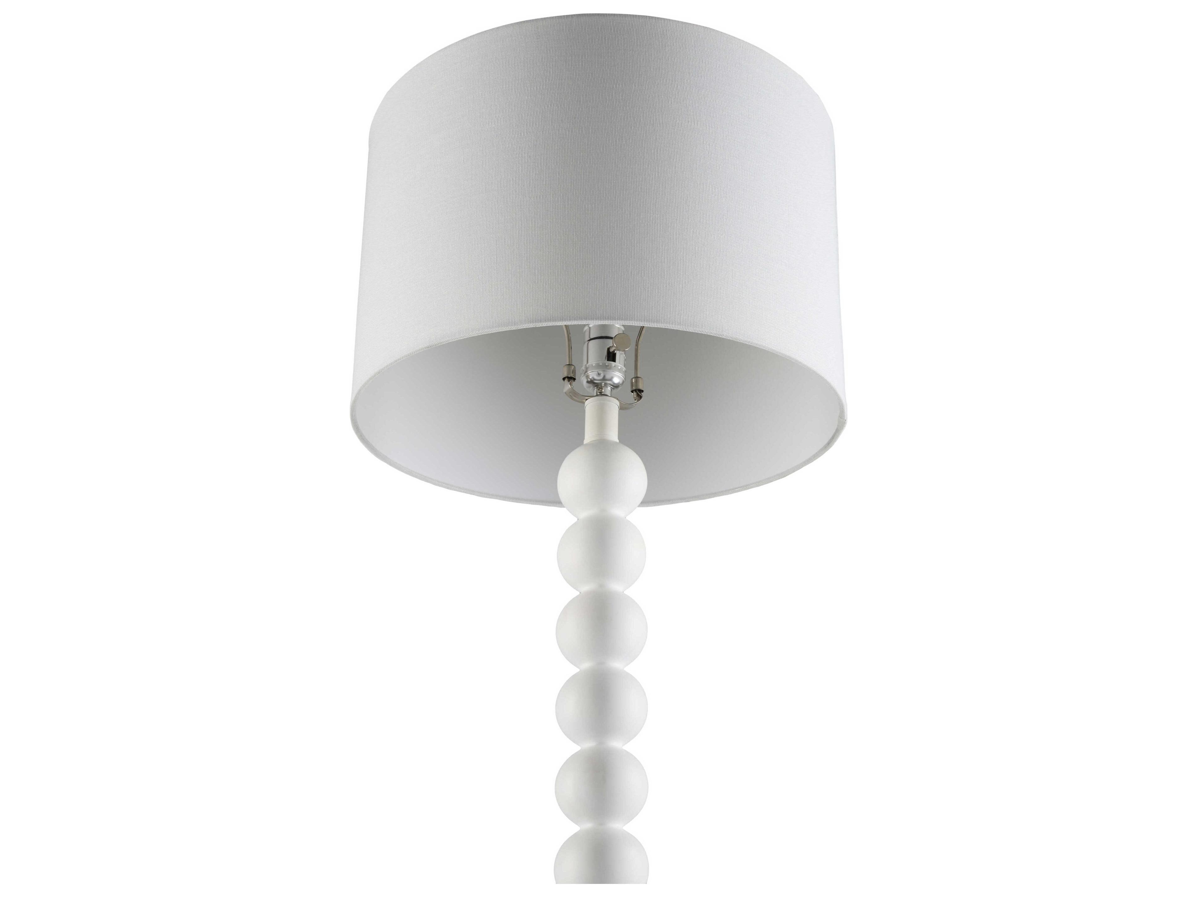 Surya Zelda White Beige Linen Floor Lamp