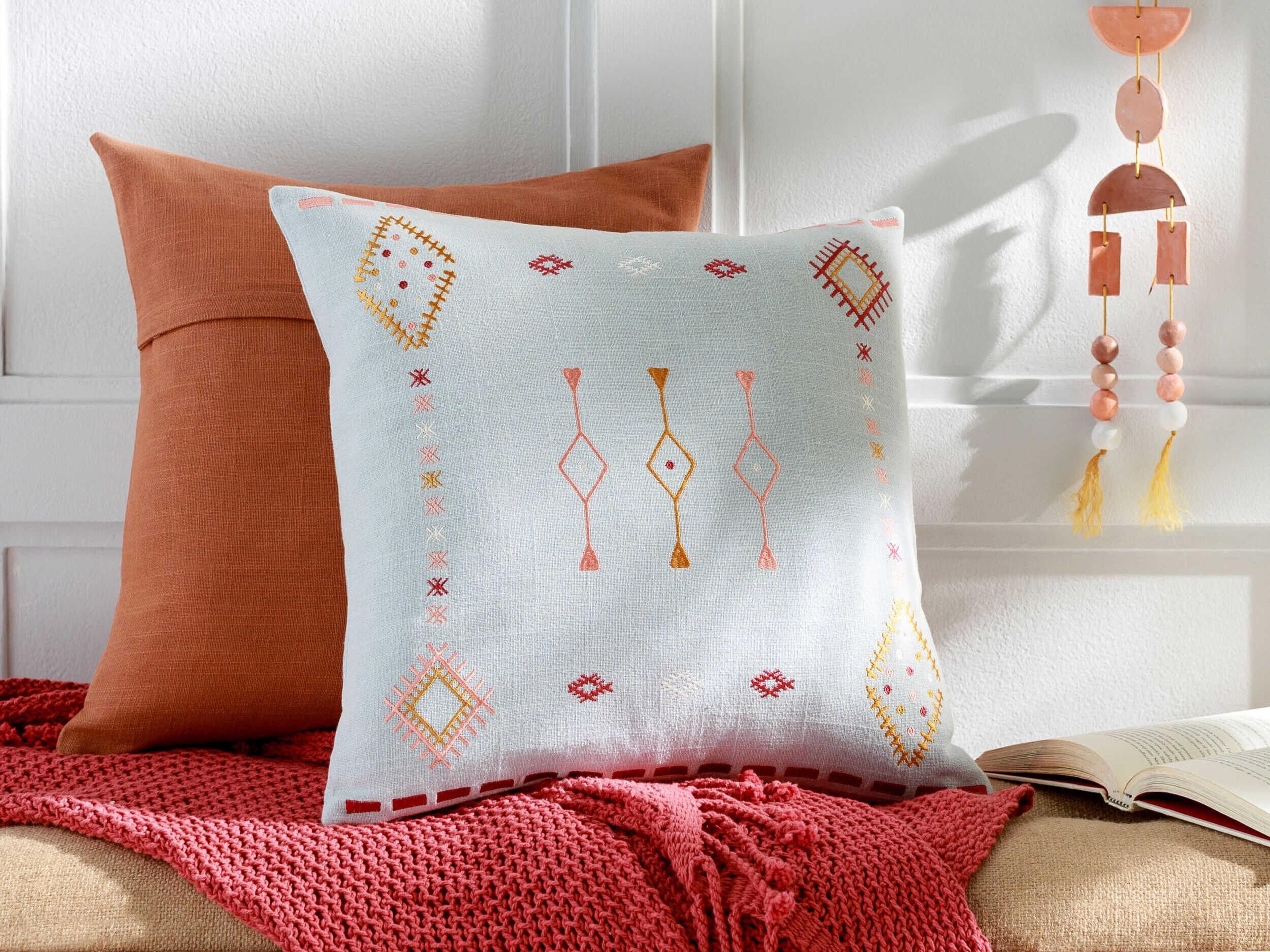 Surya Zina Pale Blue / Mustard / Dusty Pink Pillow