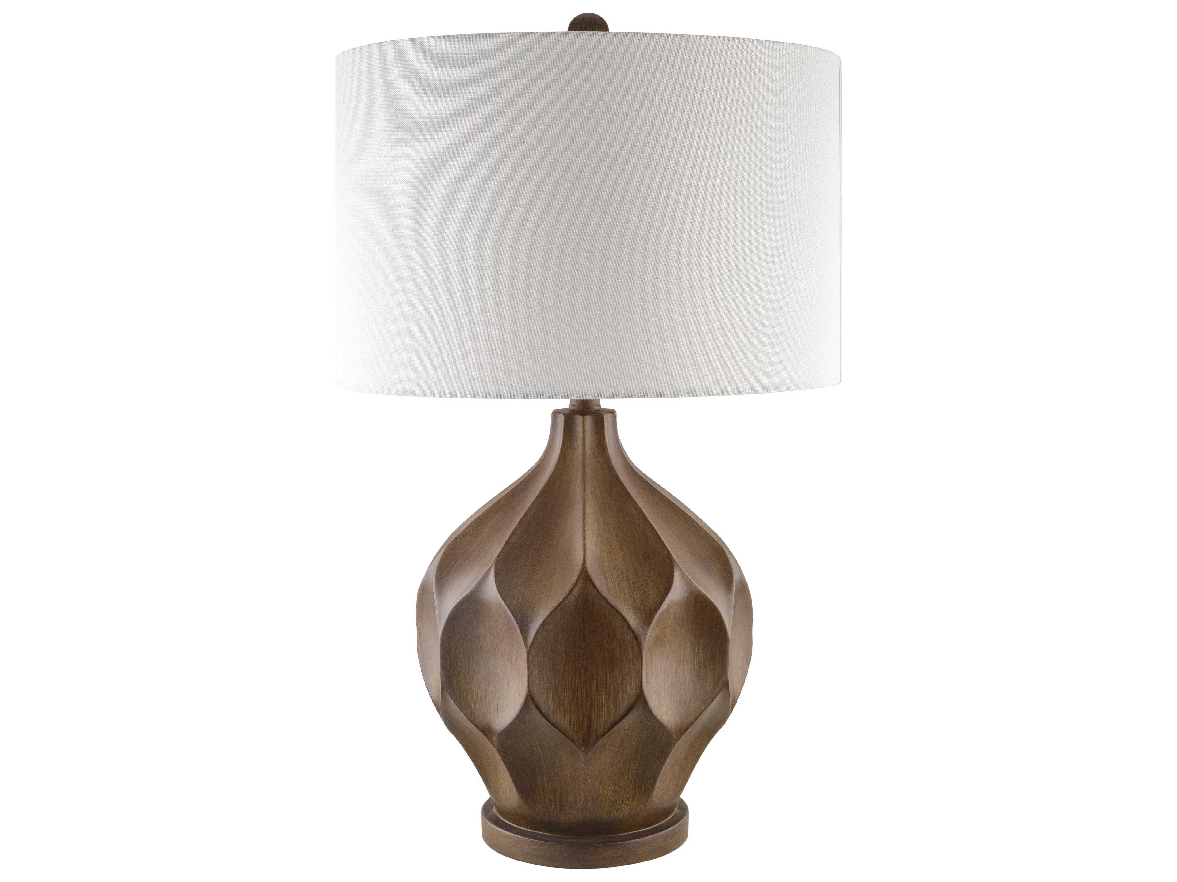 Zealand Brown White Linen Buffet Lamp