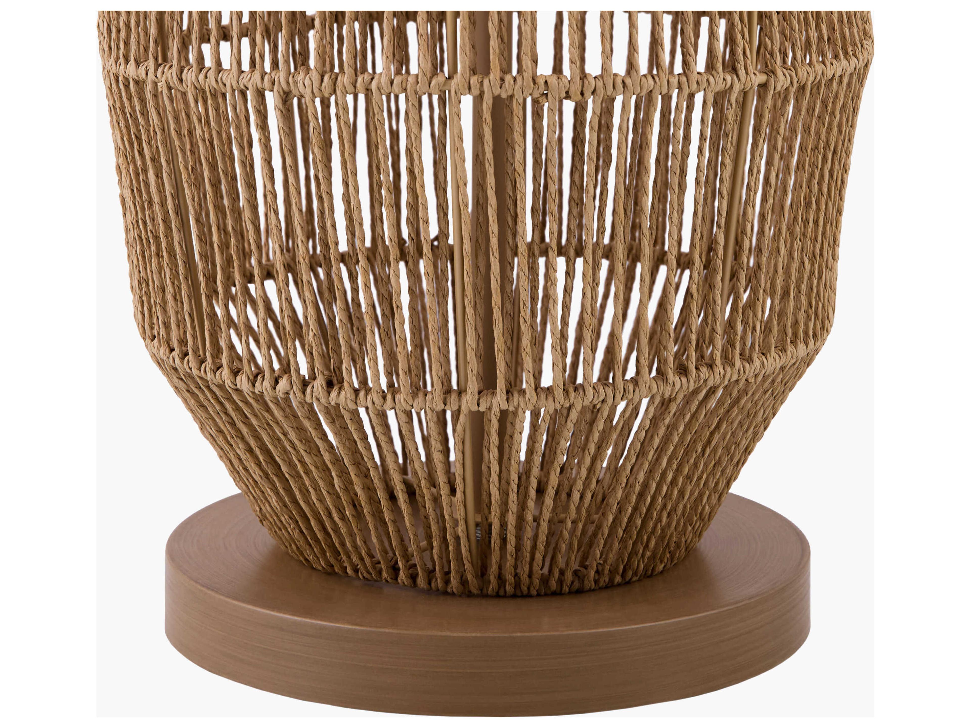 Surya Zuru Wheat White Linen Brown Floor Lamp