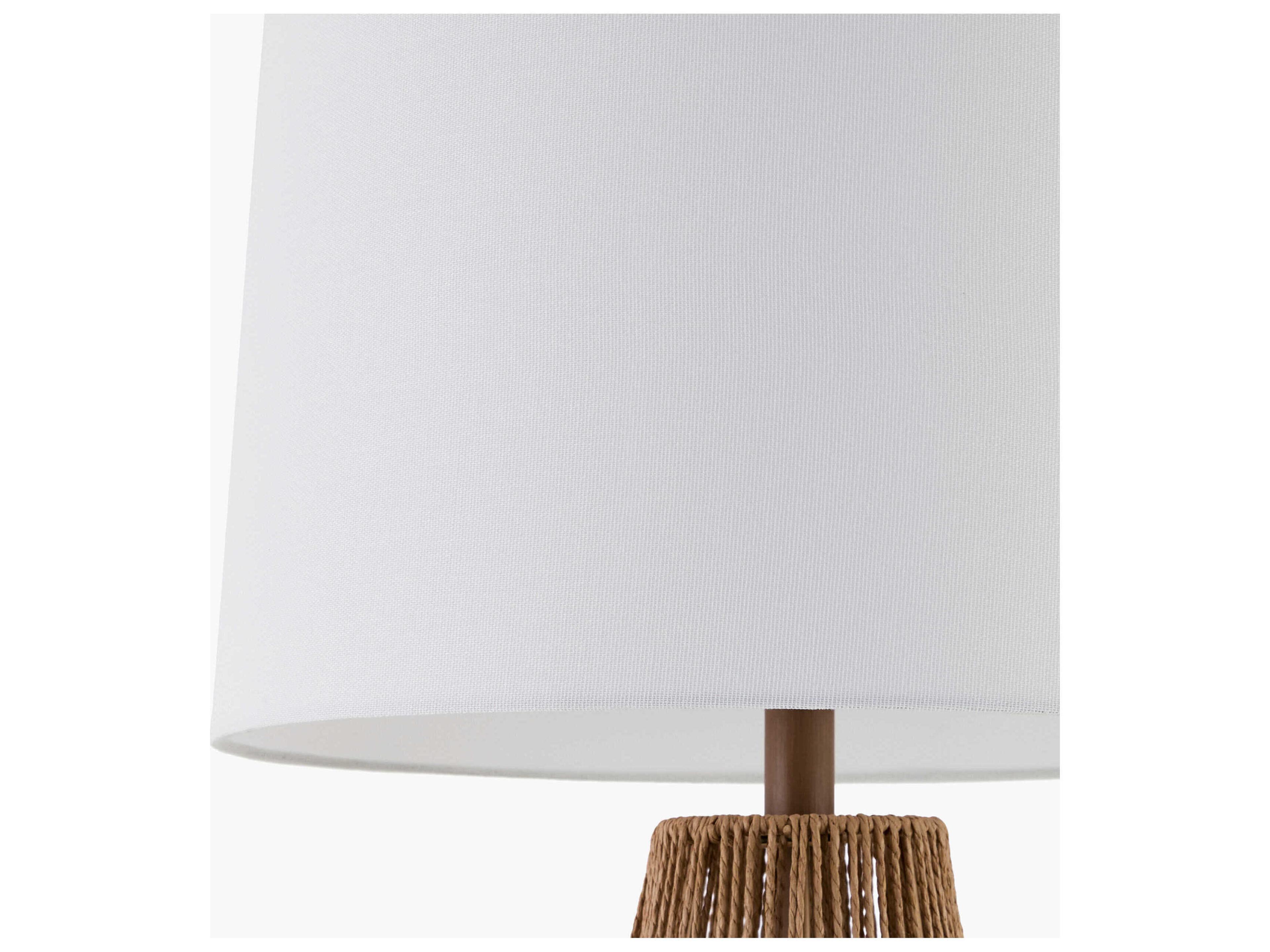 Surya Zuru Wheat White Linen Brown Floor Lamp