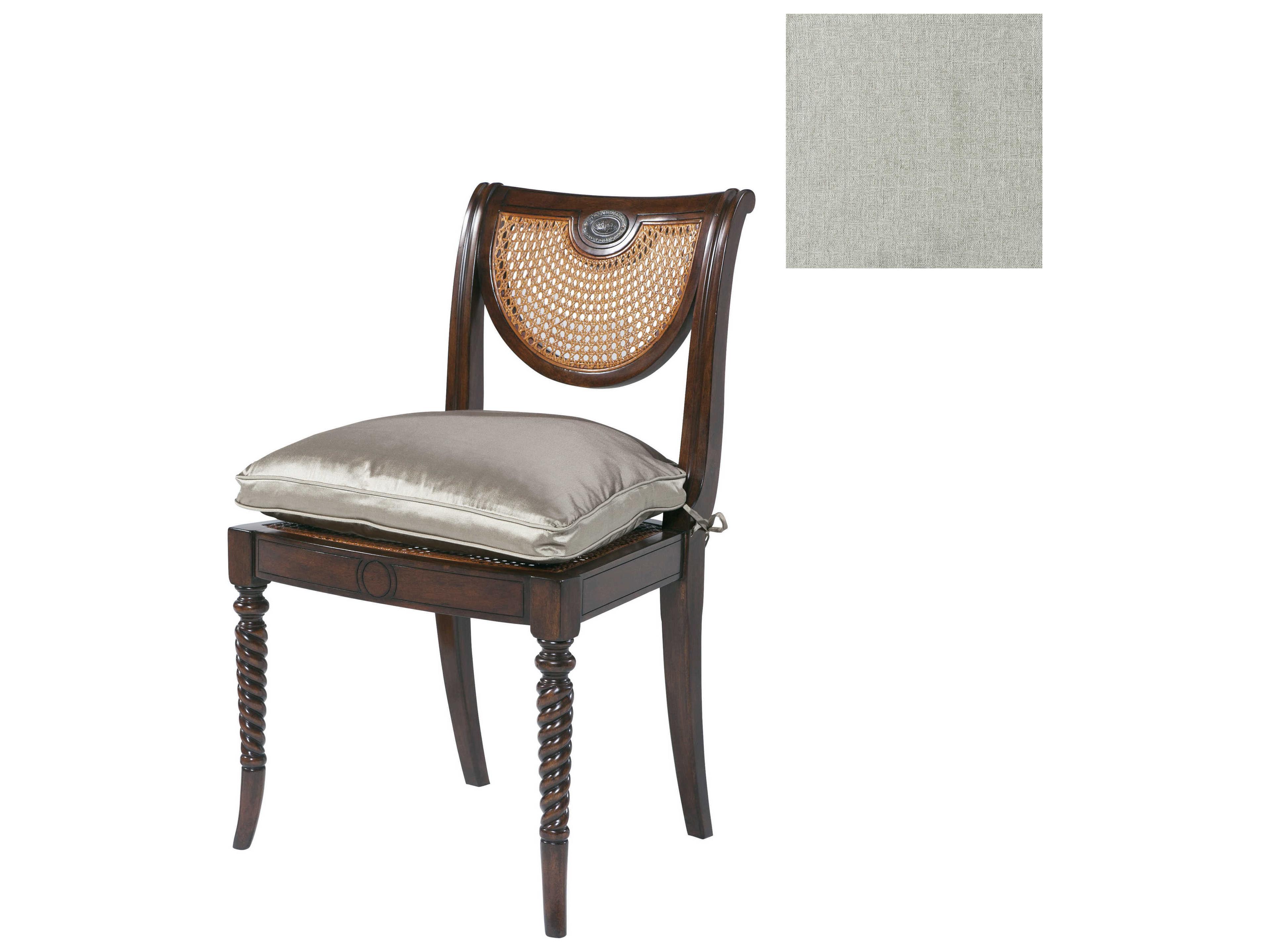 Theodore Alexander Acacia Wood Brown Upholstered Side Dining Chair