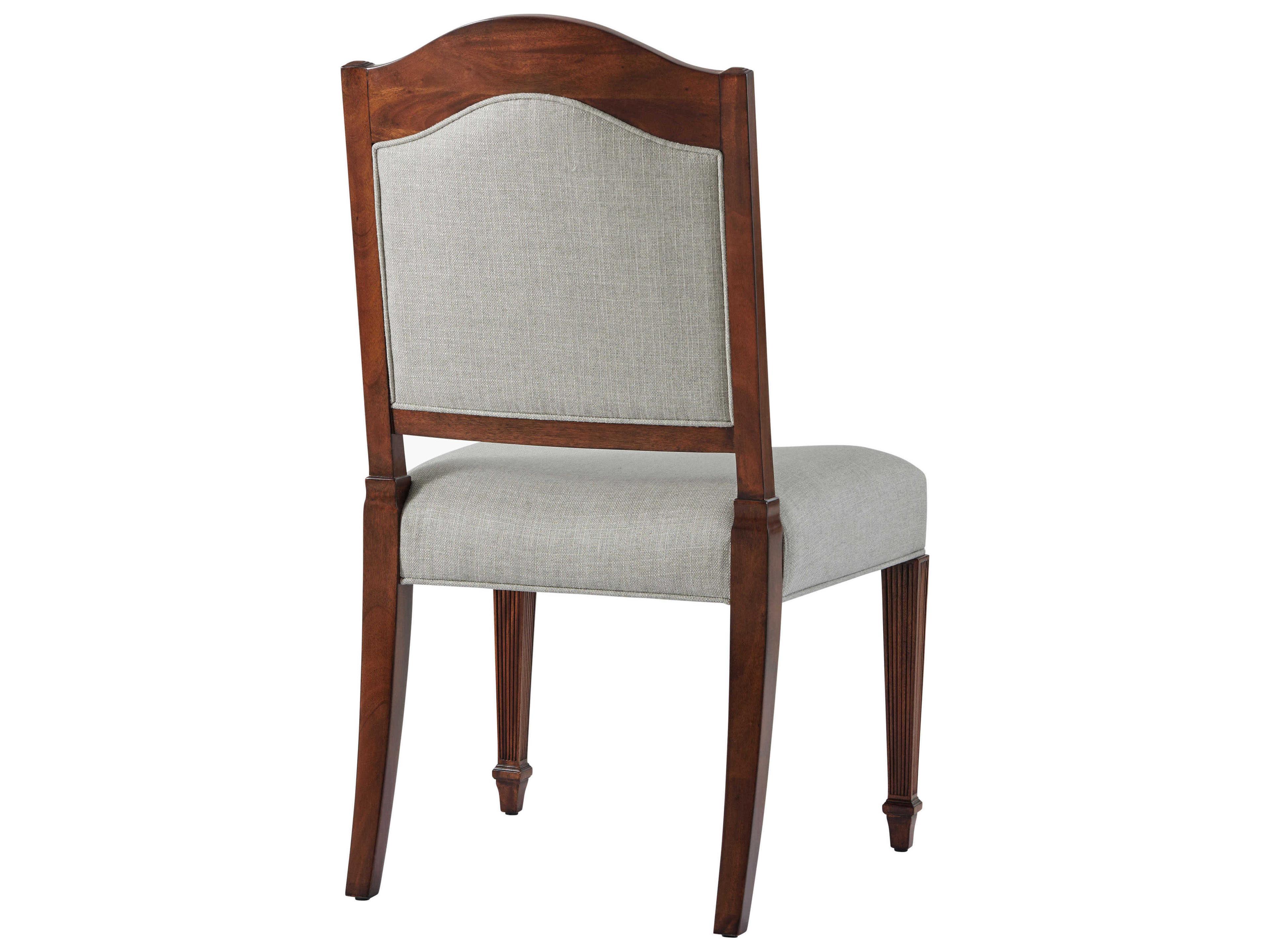 Theodore Alexander English Cabinet Maker Mahogany Wood Brown Upholstered Side Dining Chair