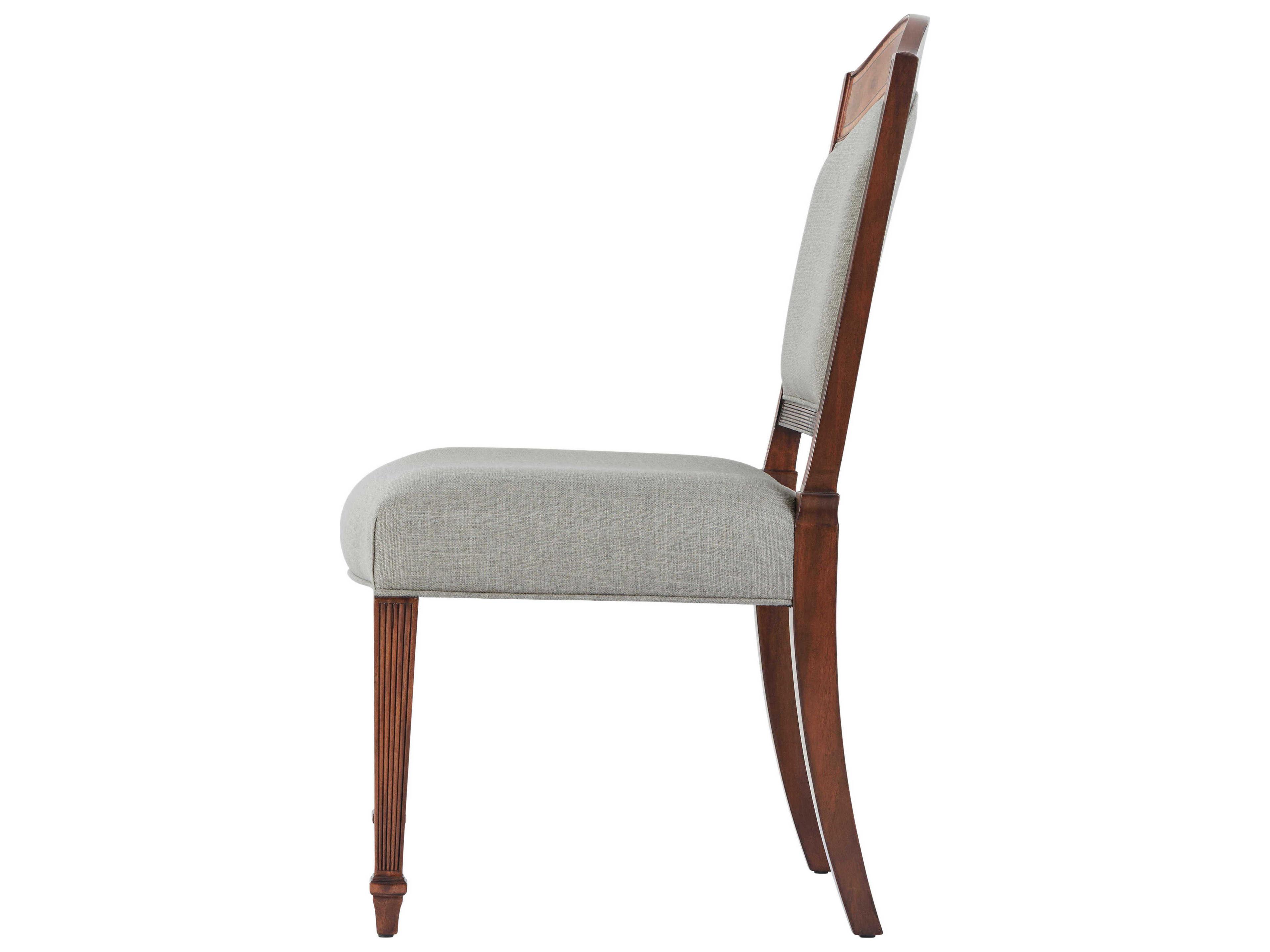 Theodore Alexander English Cabinet Maker Mahogany Wood Brown Upholstered Side Dining Chair