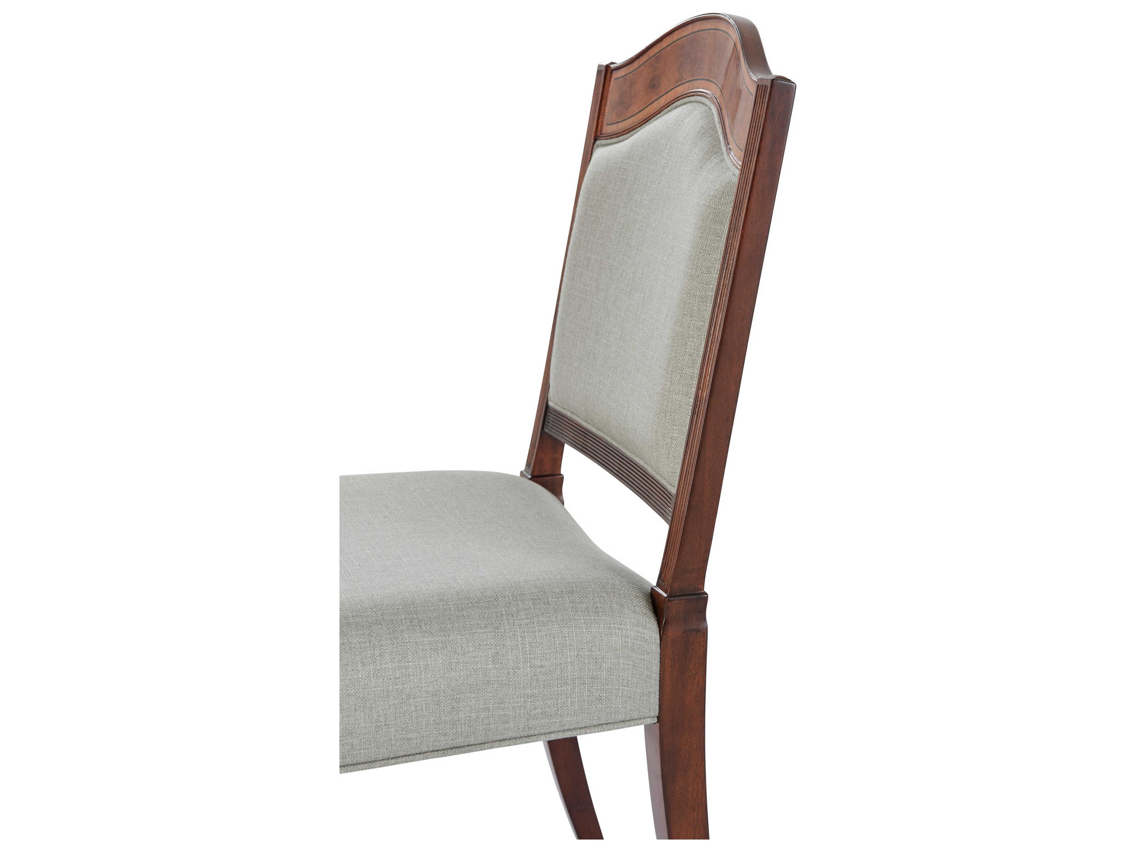 Theodore Alexander English Cabinet Maker Mahogany Wood Brown Upholstered Side Dining Chair