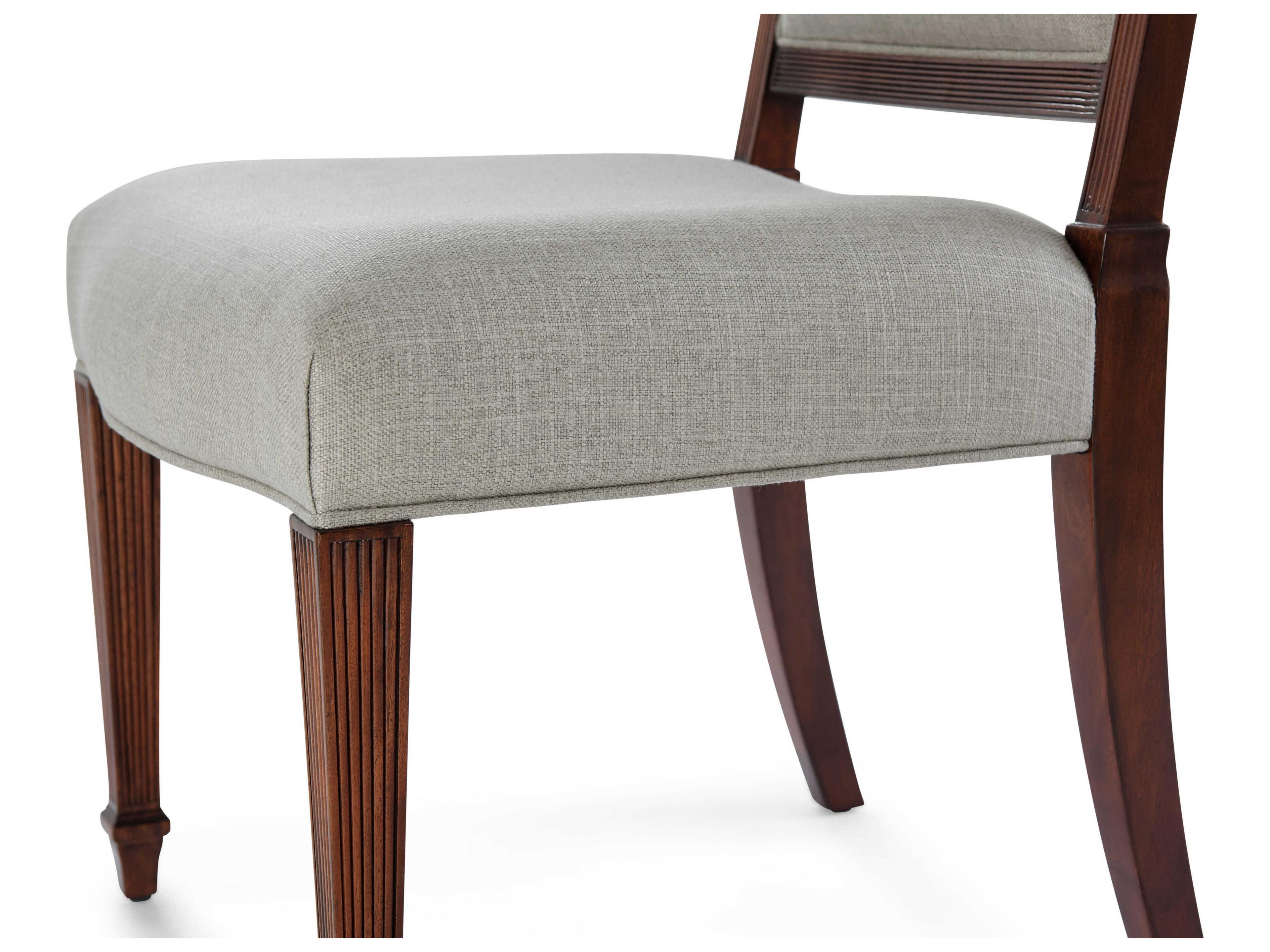 Theodore Alexander English Cabinet Maker Mahogany Wood Brown Upholstered Side Dining Chair