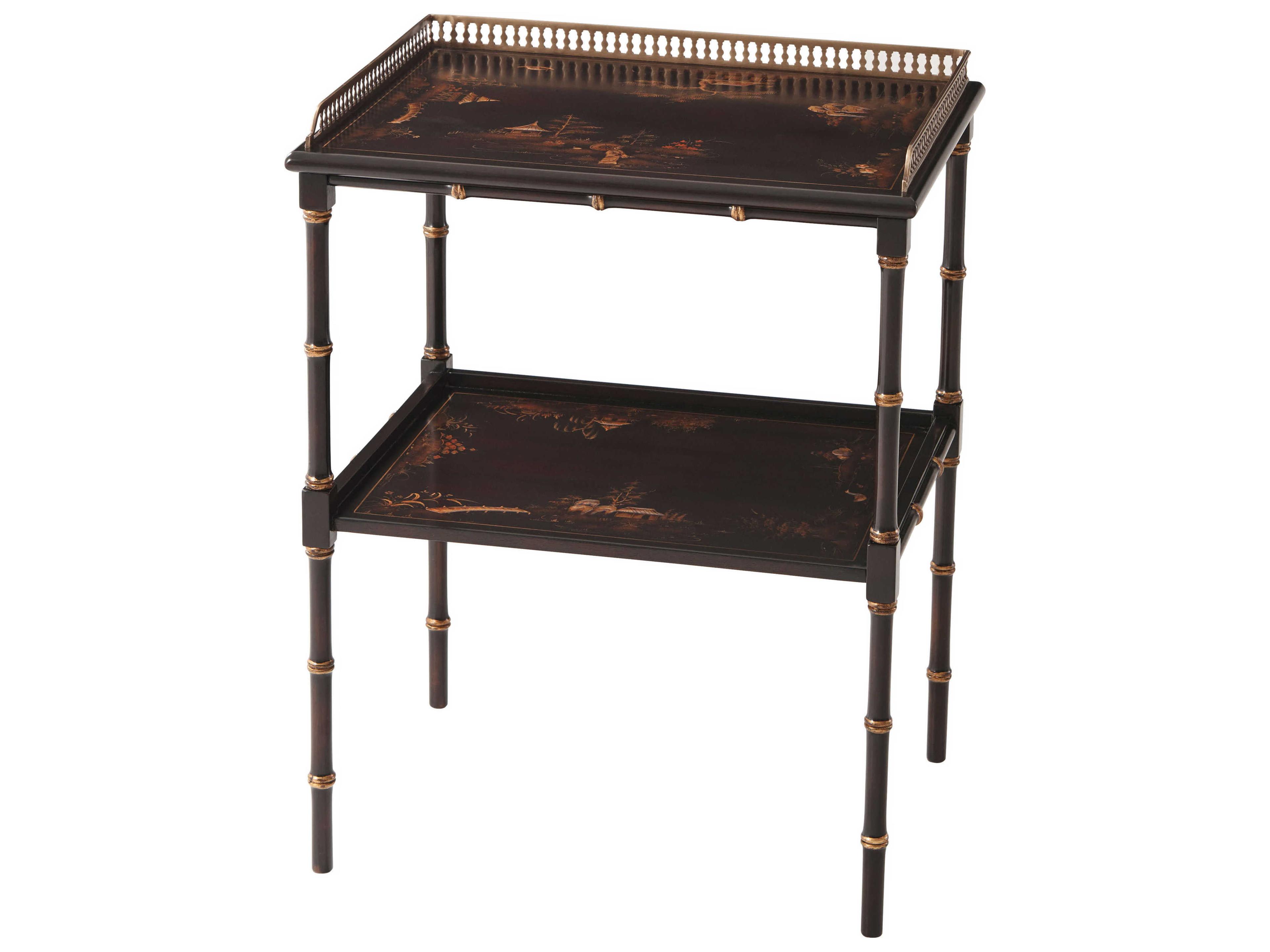 Indochine Rectangular Wood Italian Gold End Table