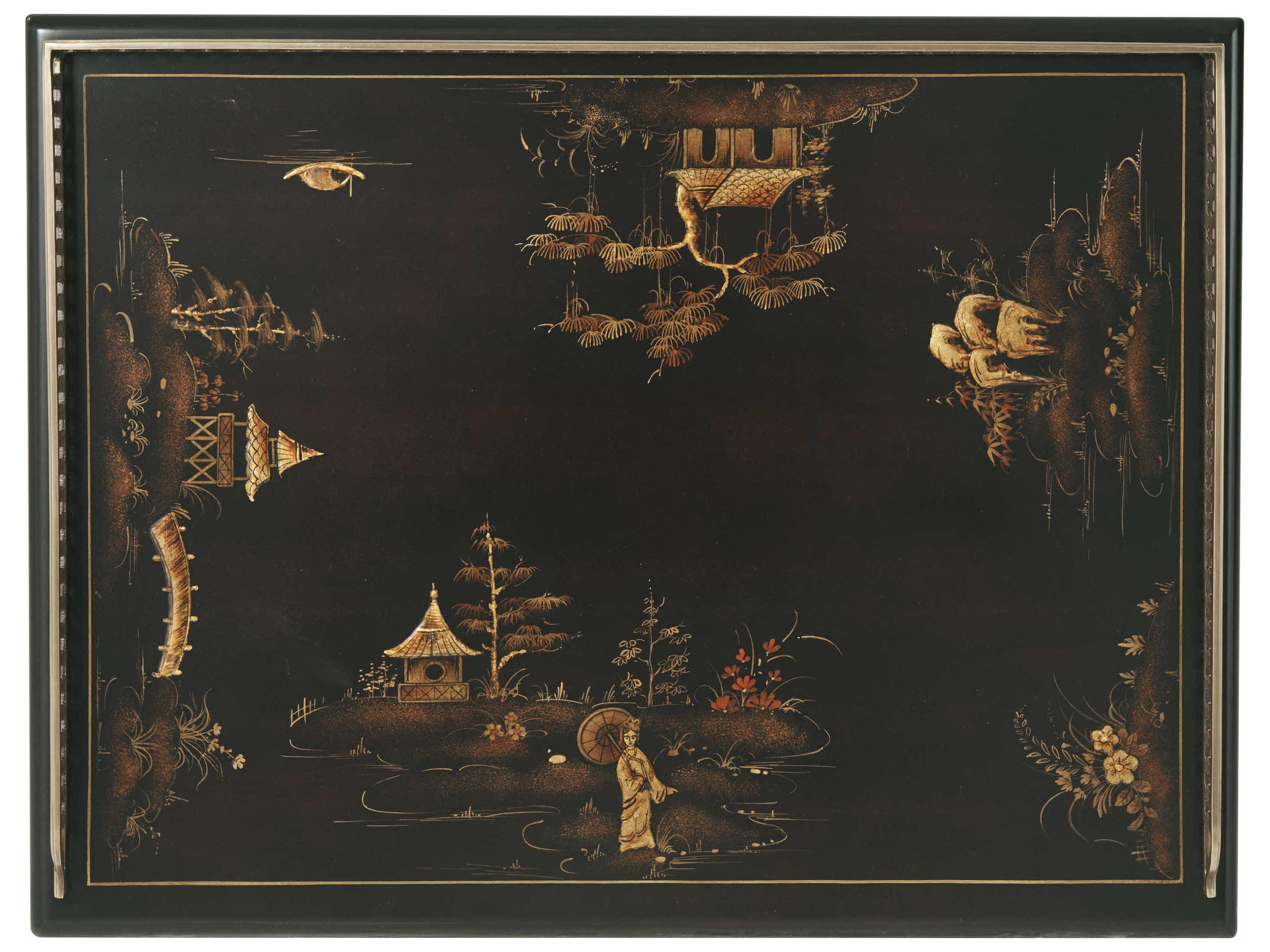 Theodore Alexander Indochine Rectangular Wood Italian Gold End Table