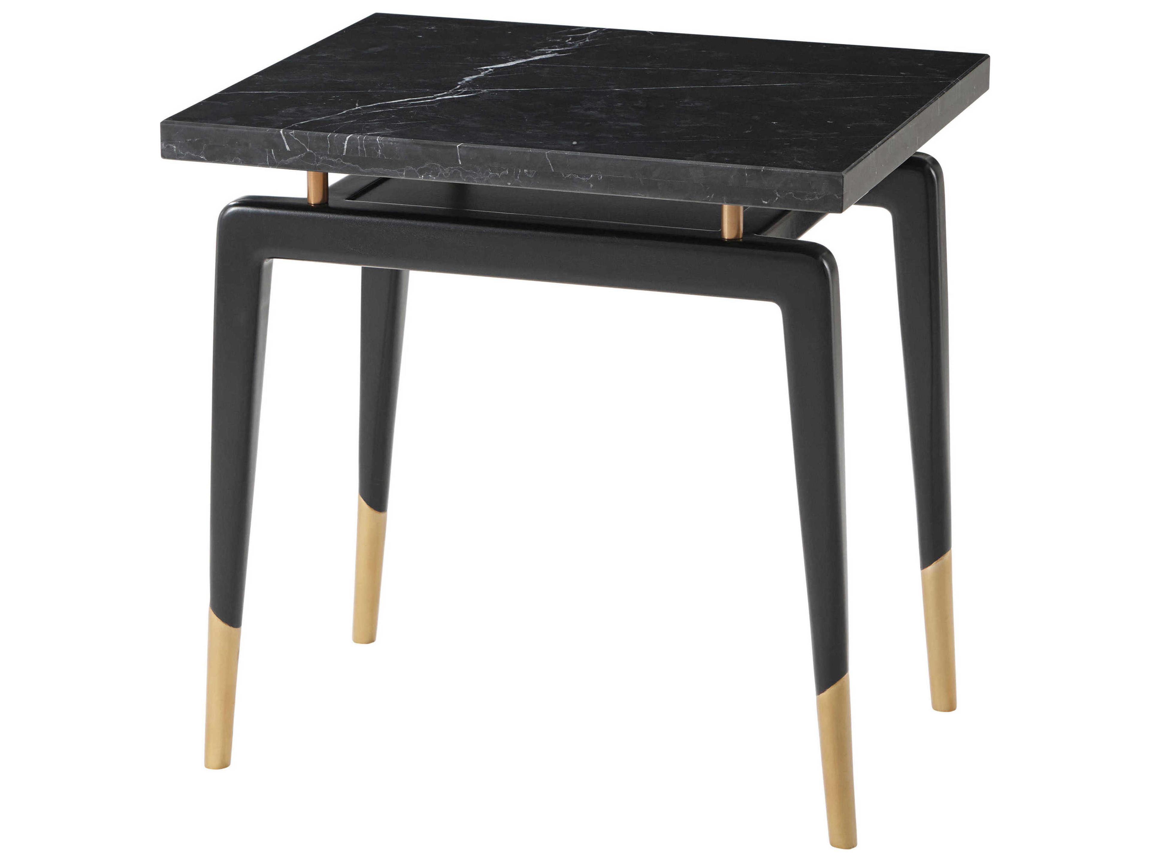 Richard Mishaan Rectangular Marble Black Ebony End Table