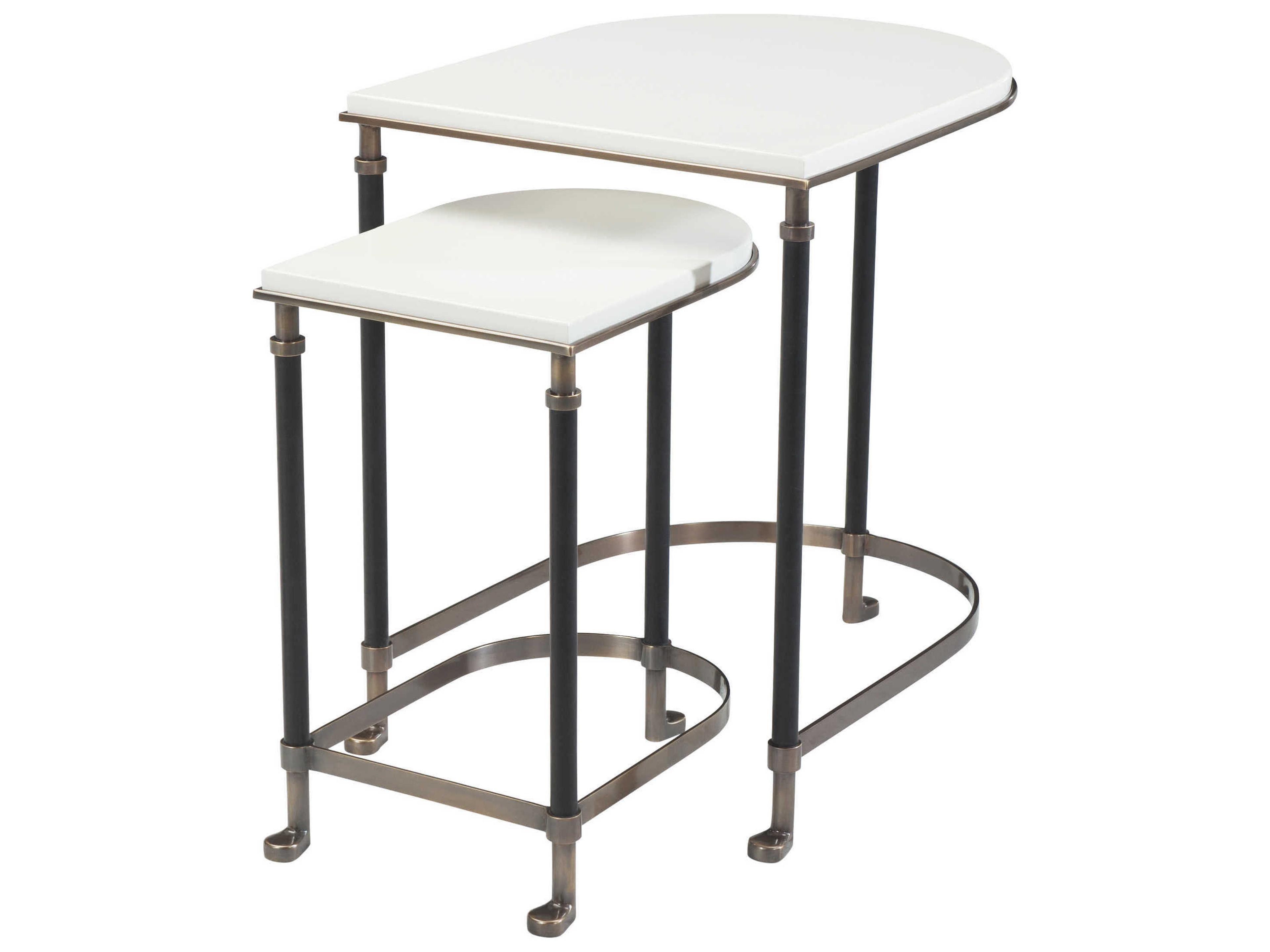 Theodore Alexander Composition Oval Metal Brass Iron End Table