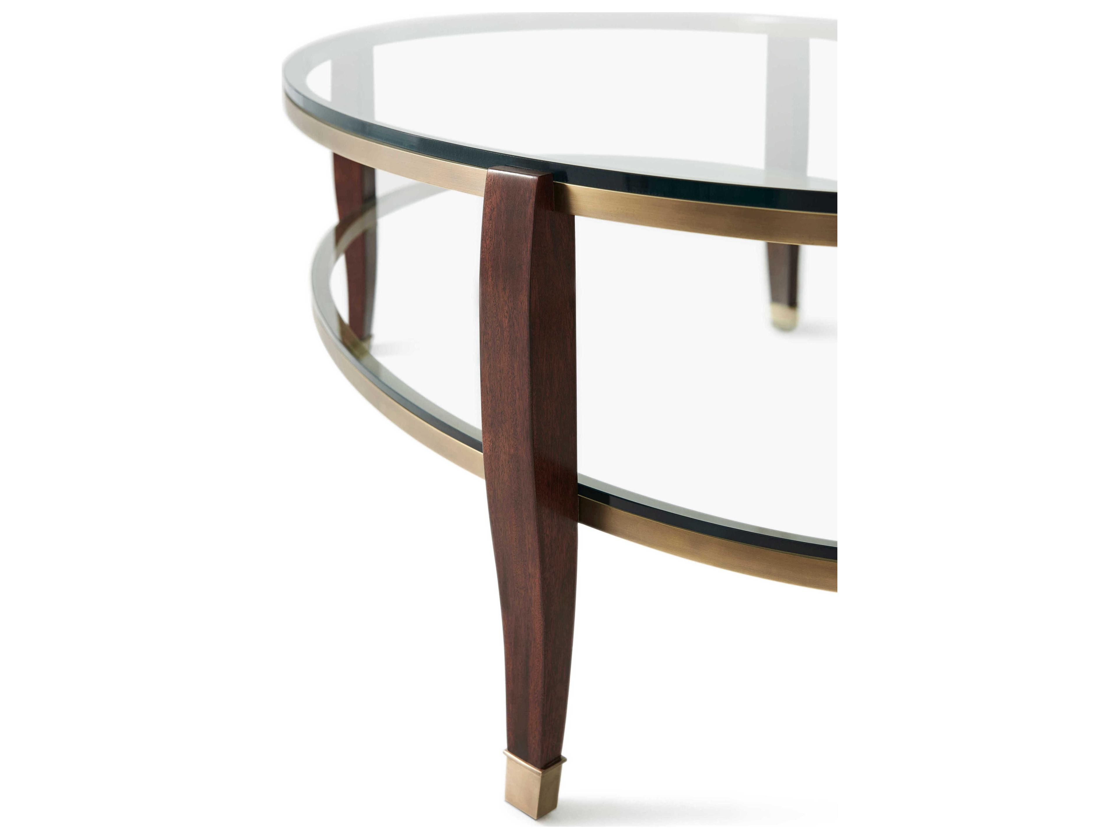 Theodore Alexander Ta Originals Oval Glass Ramsey Mahogany Without Distressing Coffee Table