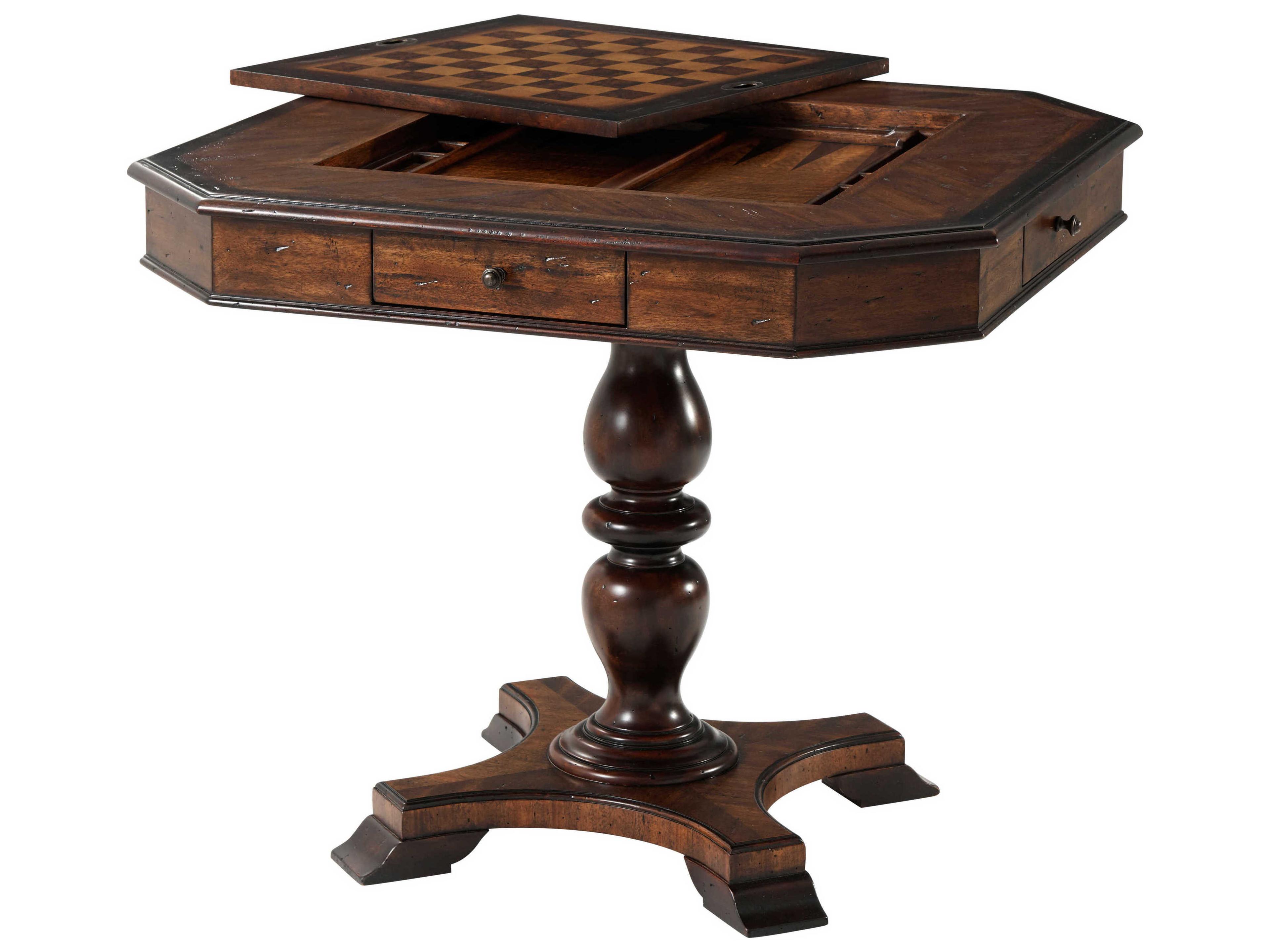 Theodore Alexander Mahogany Wood Buffalo Brown Marst Hill Game Table