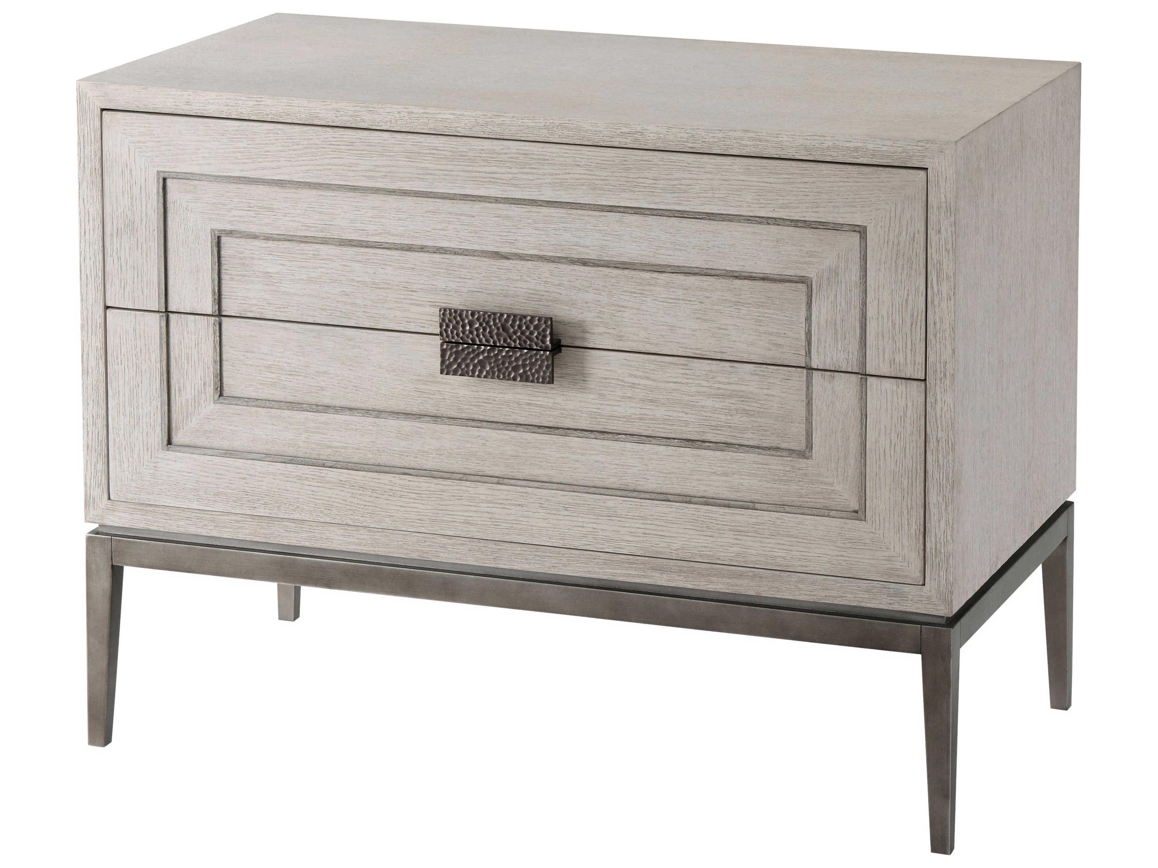 Isola 2-Drawers Gray Oak Wood Genevra Nightstand