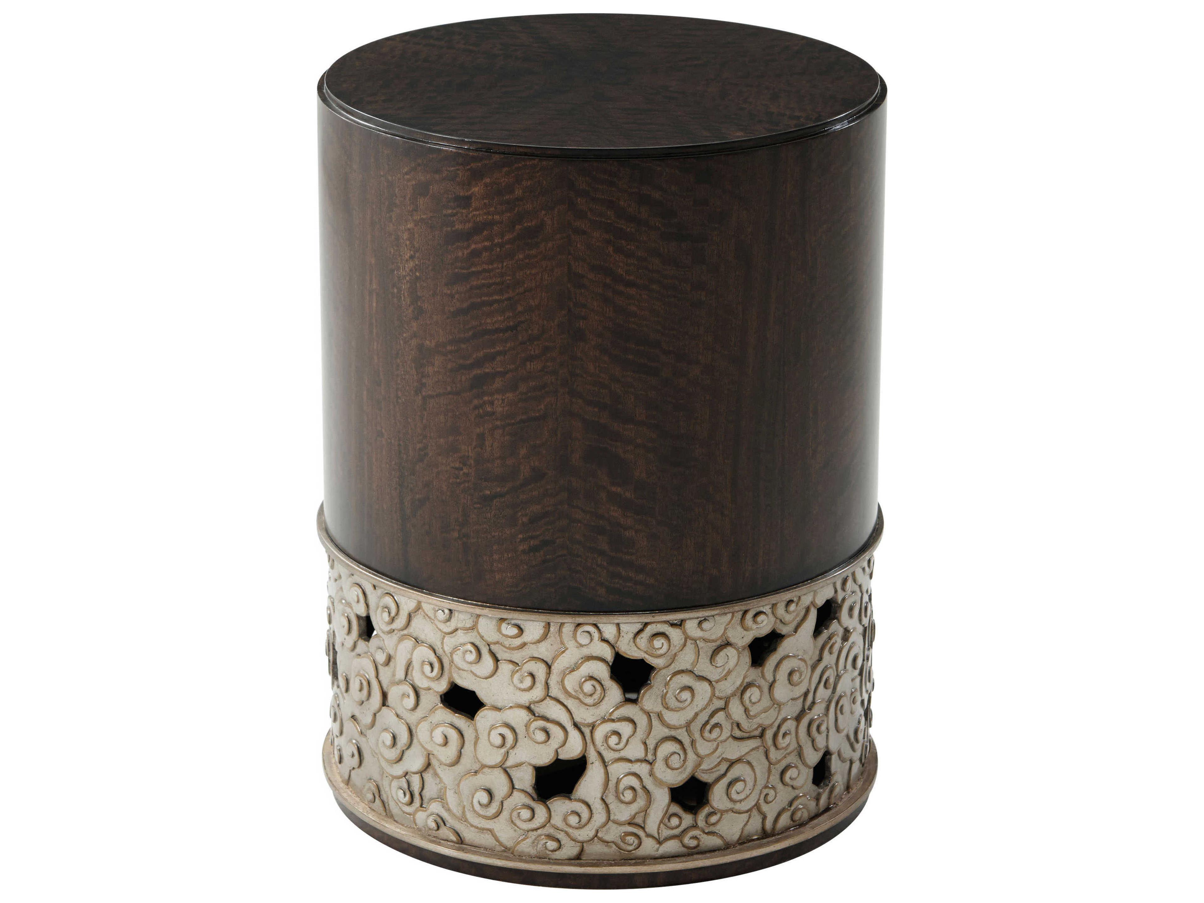 Theodore Alexander Round Wood Mink Camille End Table