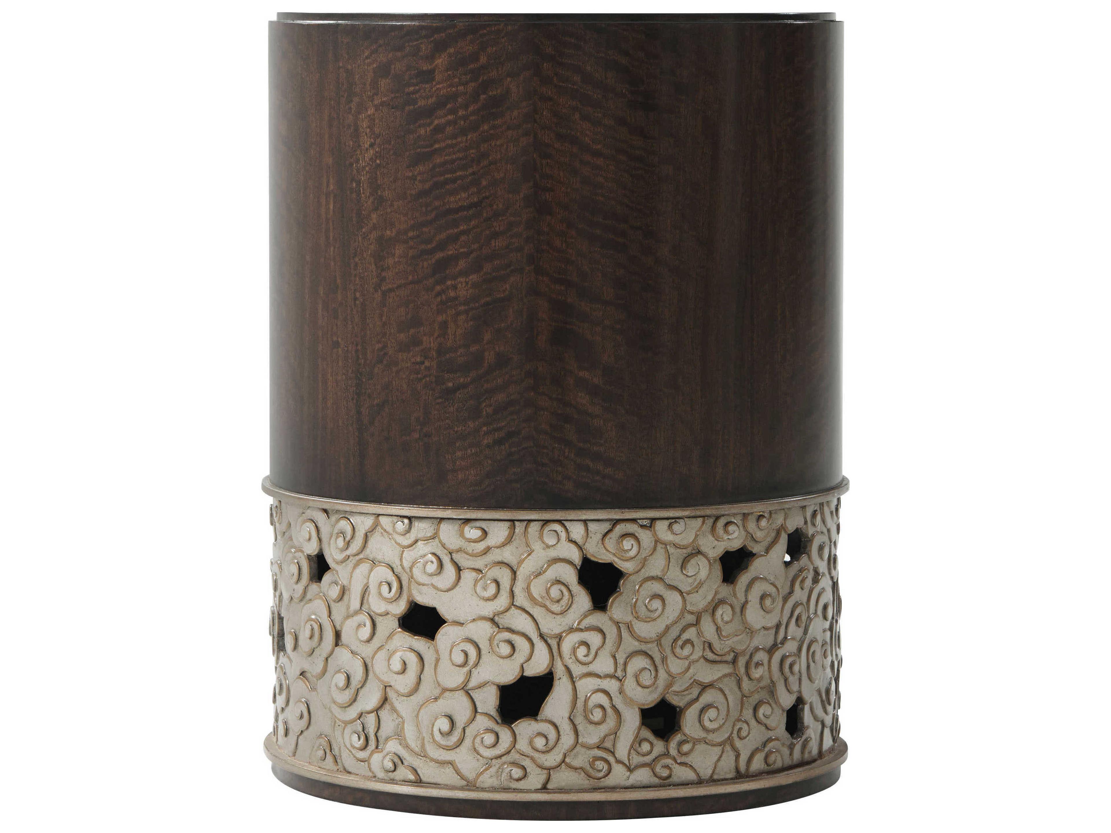 Theodore Alexander Round Wood Mink Camille End Table