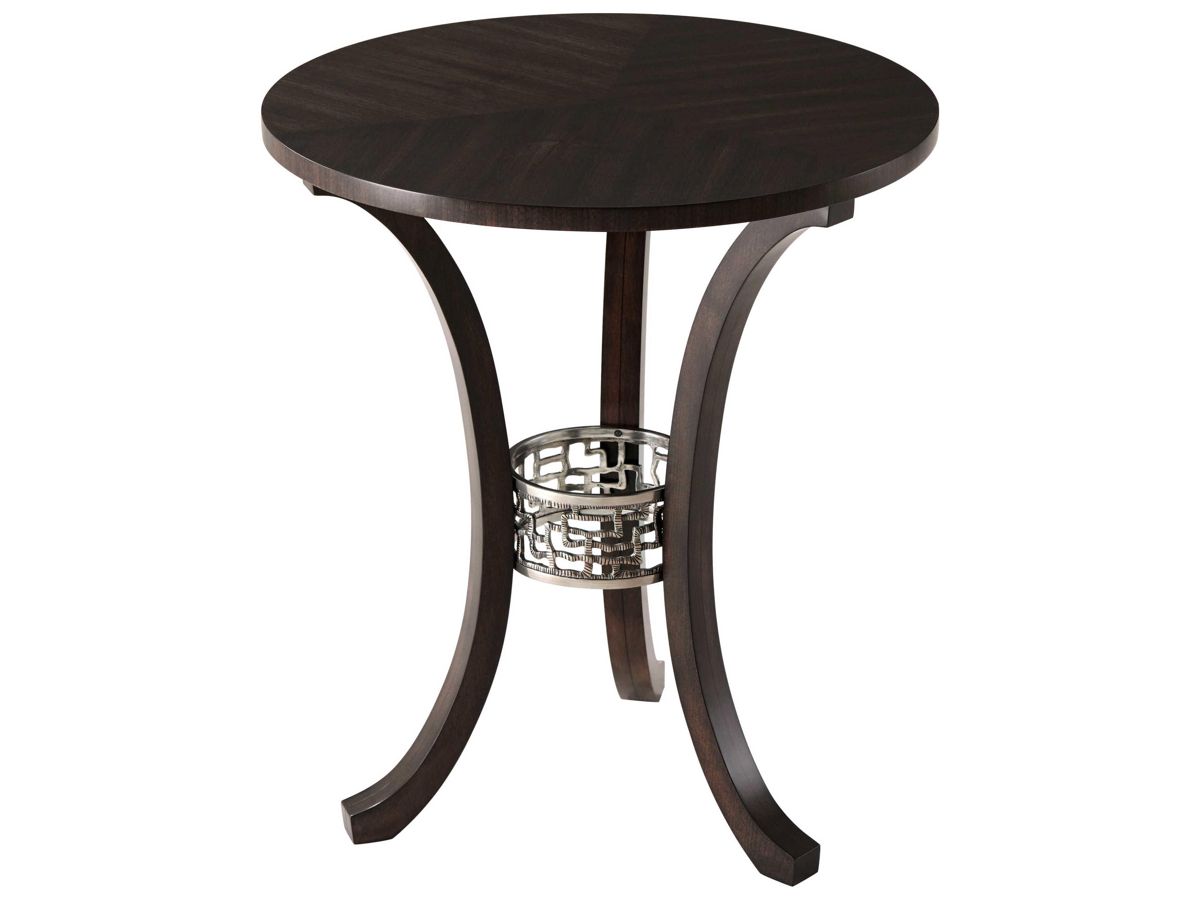 Theodore Alexander Round Wood Sable Frenzy End Table