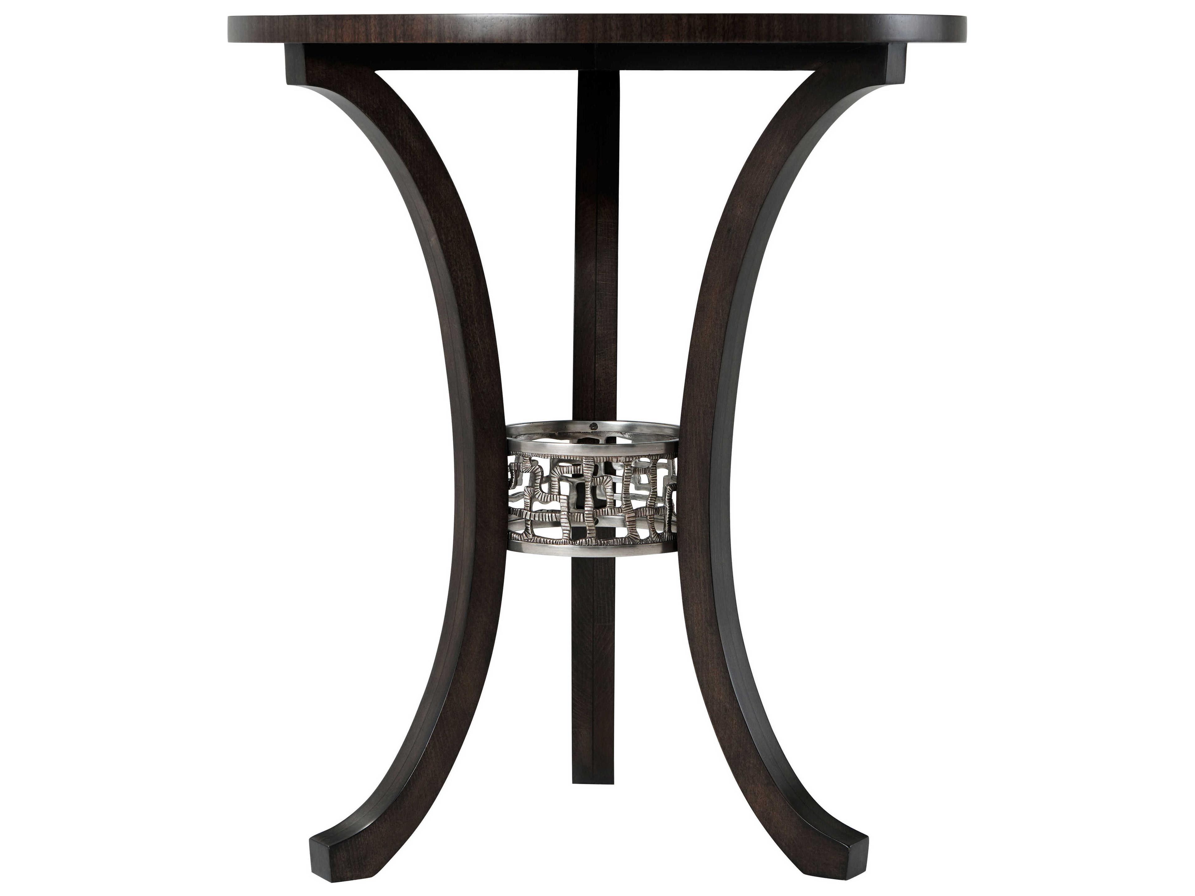 Theodore Alexander Round Wood Sable Frenzy End Table