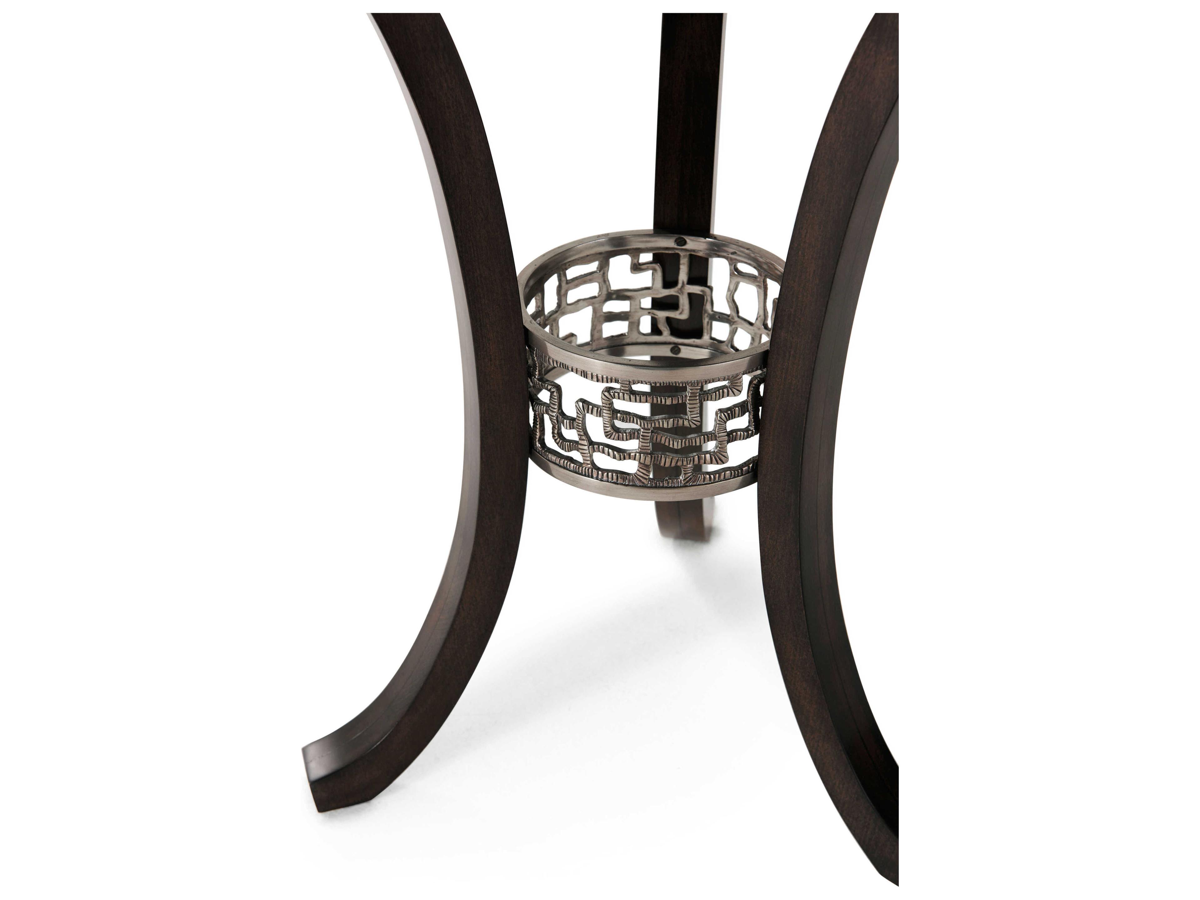 Theodore Alexander Round Wood Sable Frenzy End Table