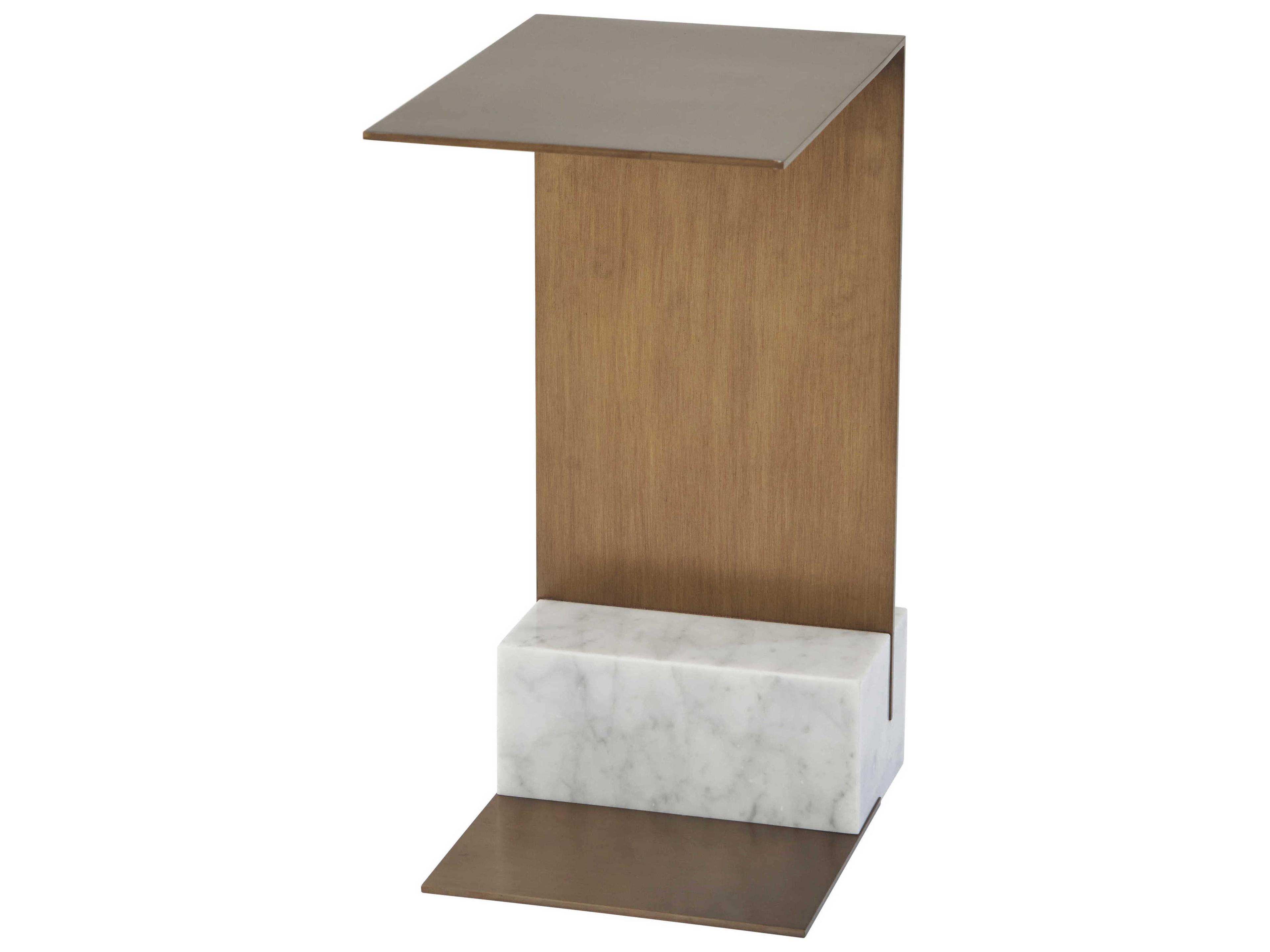 Anthony Cox Rectangular Metal Brushed Brass Chaney Cantilever End Table
