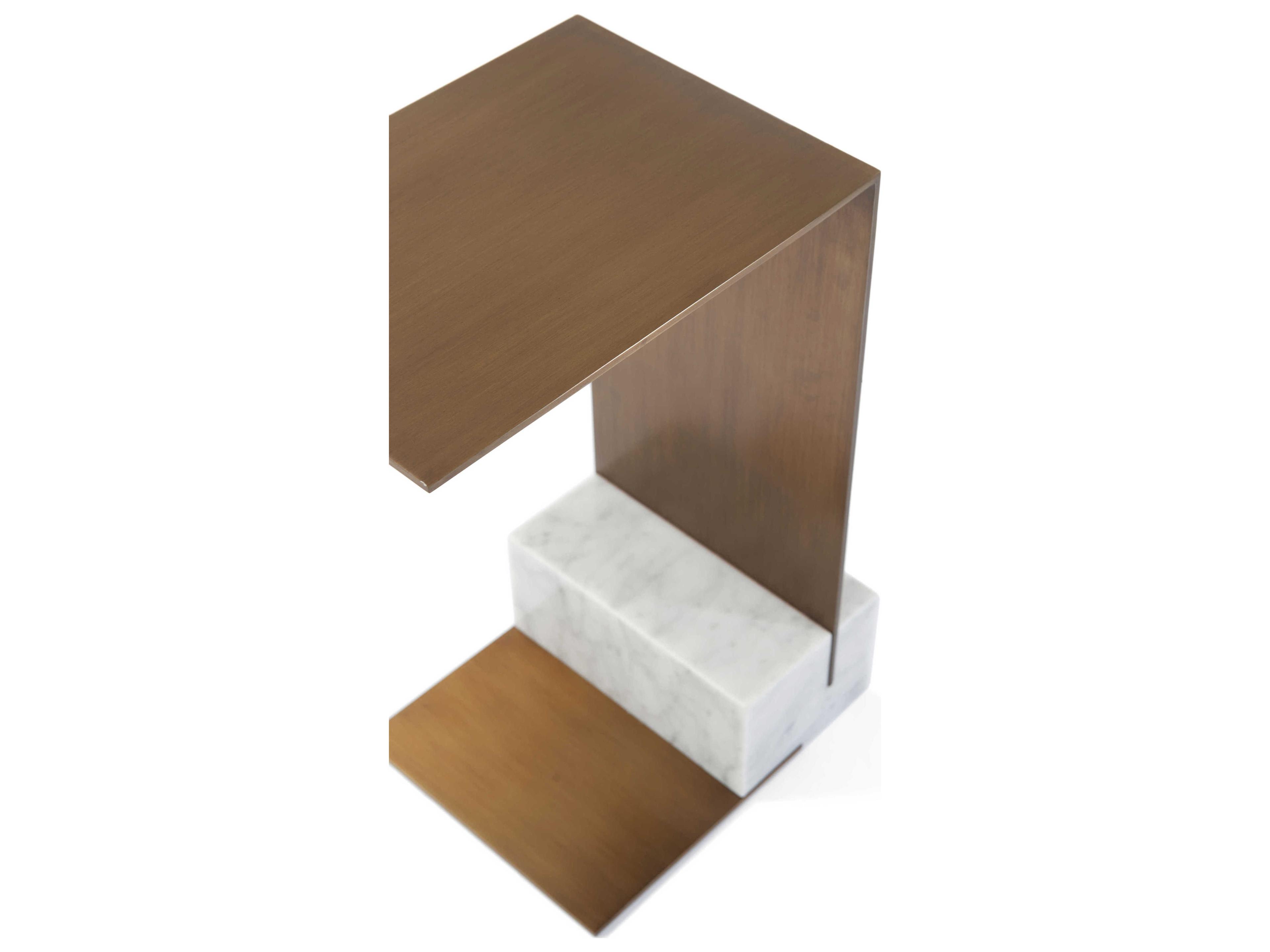 Theodore Alexander Anthony Cox Rectangular Metal Brushed Brass Chaney Cantilever End Table