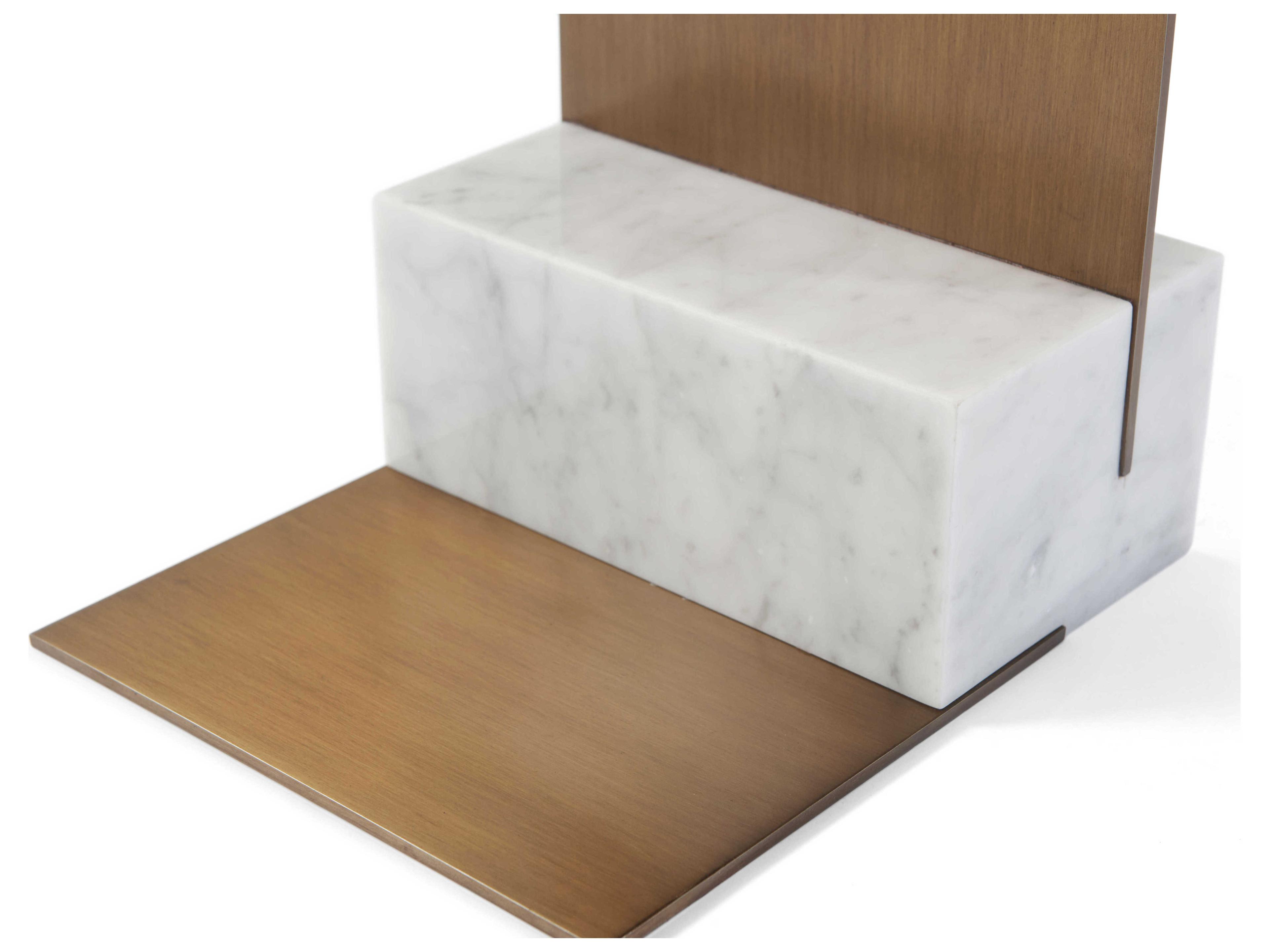 Theodore Alexander Anthony Cox Rectangular Metal Brushed Brass Chaney Cantilever End Table