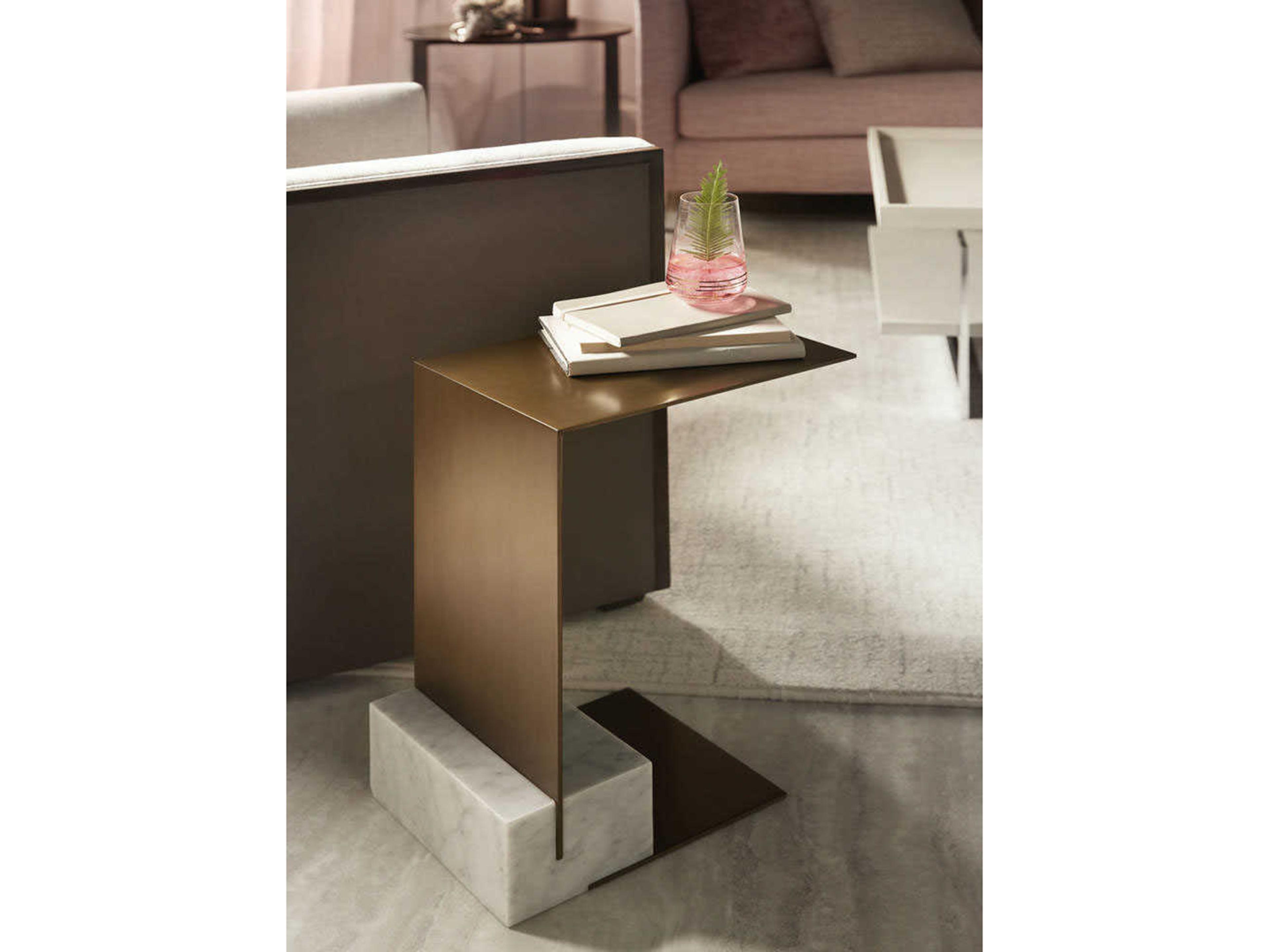 Theodore Alexander Anthony Cox Rectangular Metal Brushed Brass Chaney Cantilever End Table