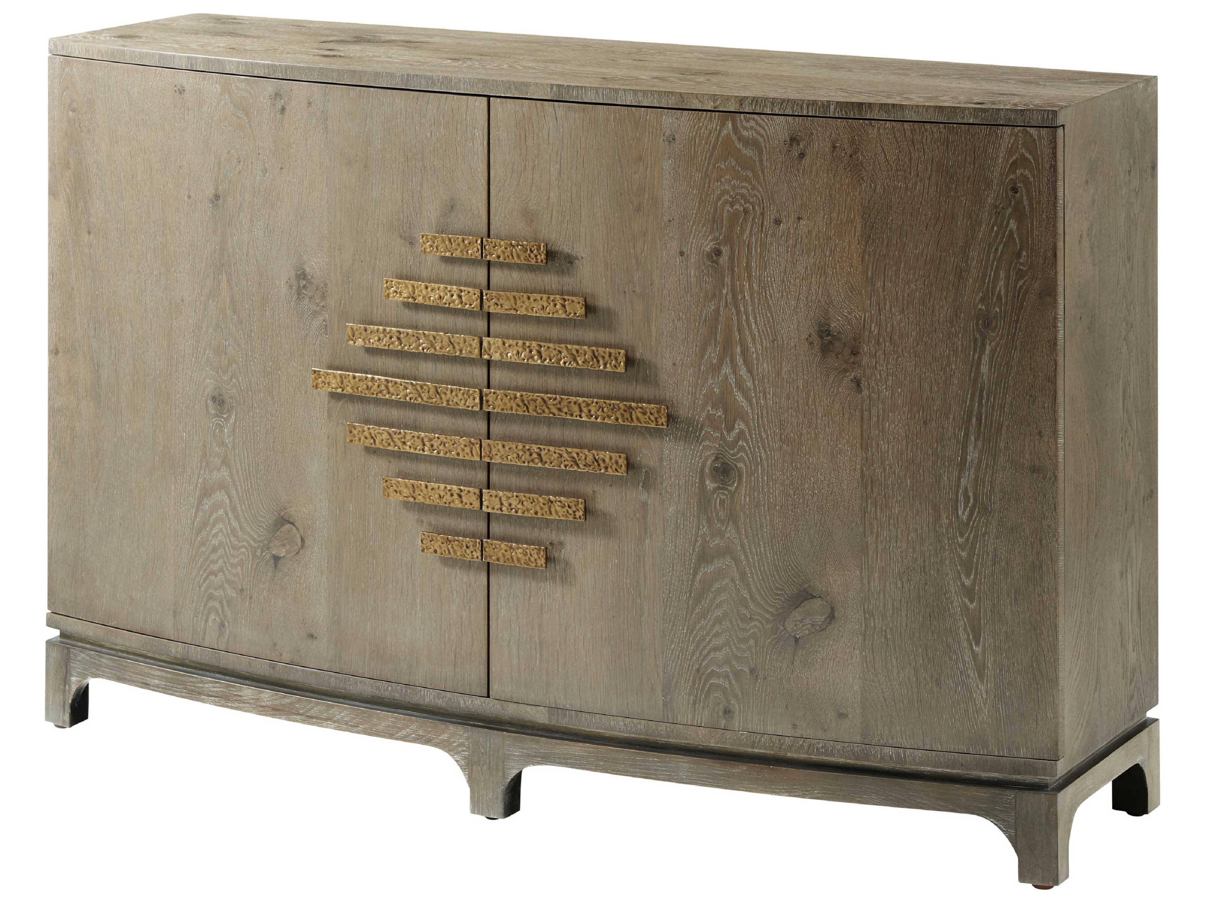 Theodore Alexander Cloudy Bay Ashley Grey Brown Oak Wood Accent Chest