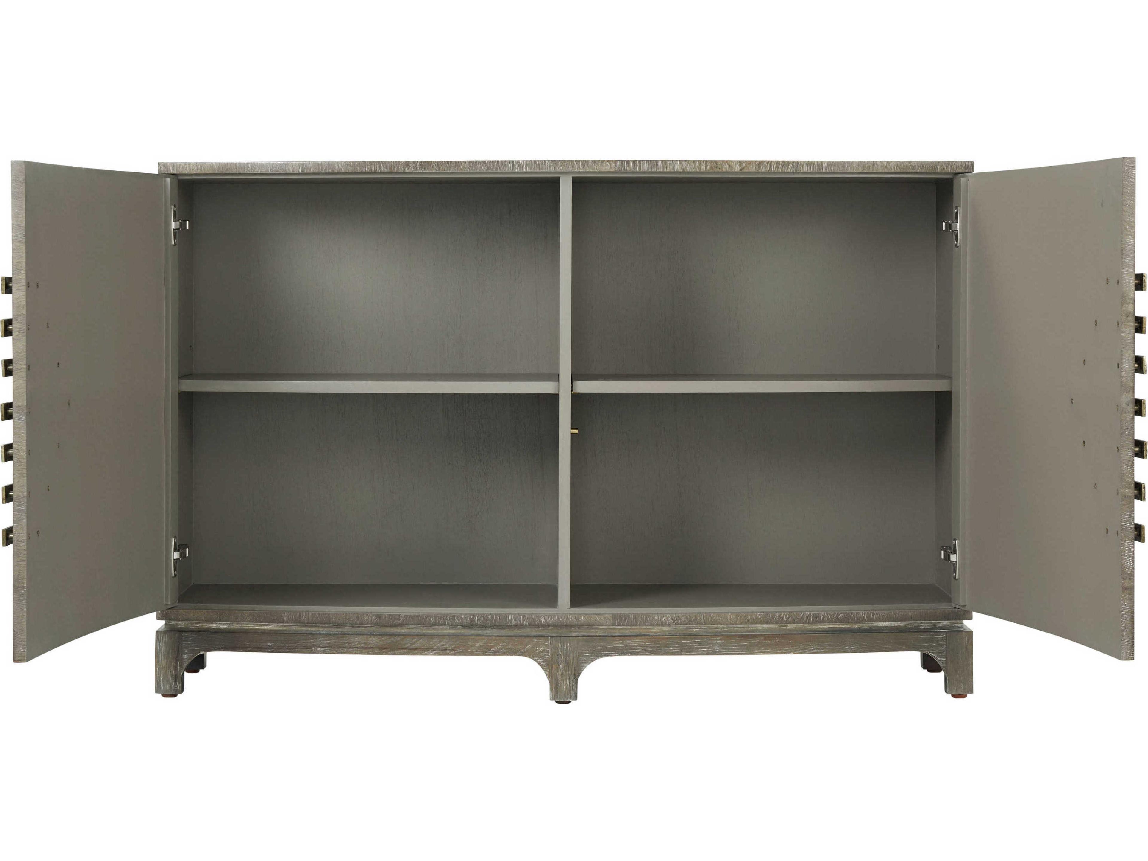 Theodore Alexander Cloudy Bay Ashley Grey Brown Oak Wood Accent Chest