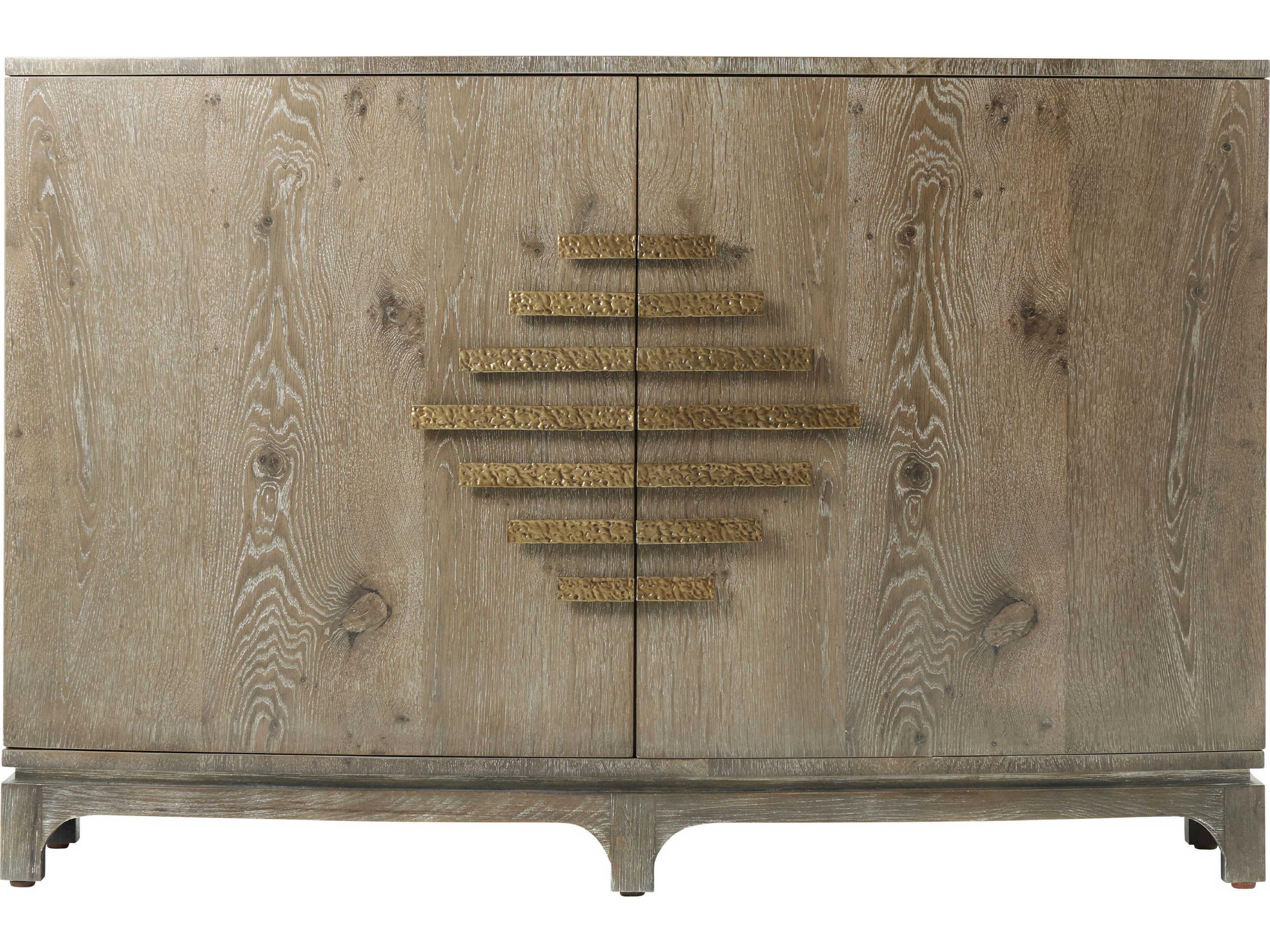 Theodore Alexander Cloudy Bay Ashley Grey Brown Oak Wood Accent Chest