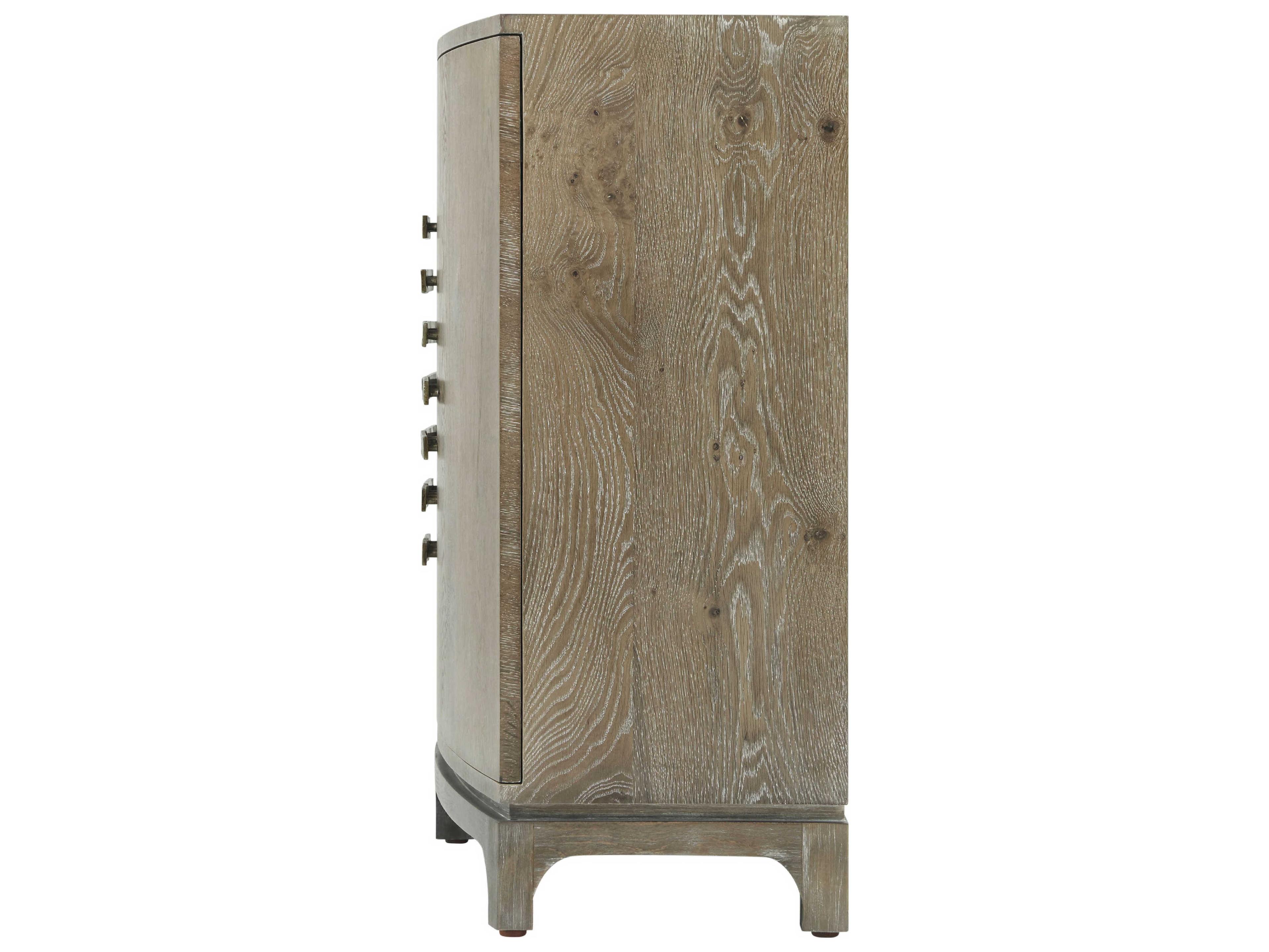 Theodore Alexander Cloudy Bay Ashley Grey Brown Oak Wood Accent Chest