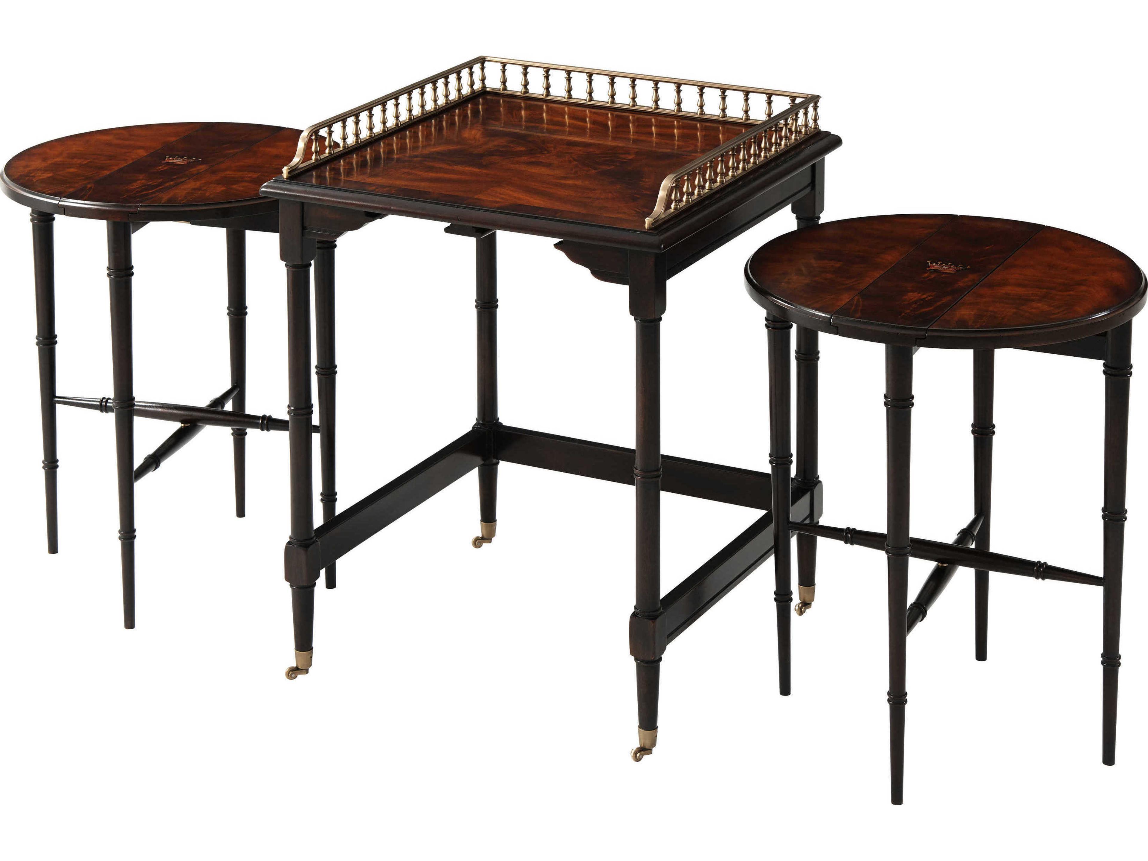 Althorp Living History Square Wood Flame Figured Veneer Brass End Table