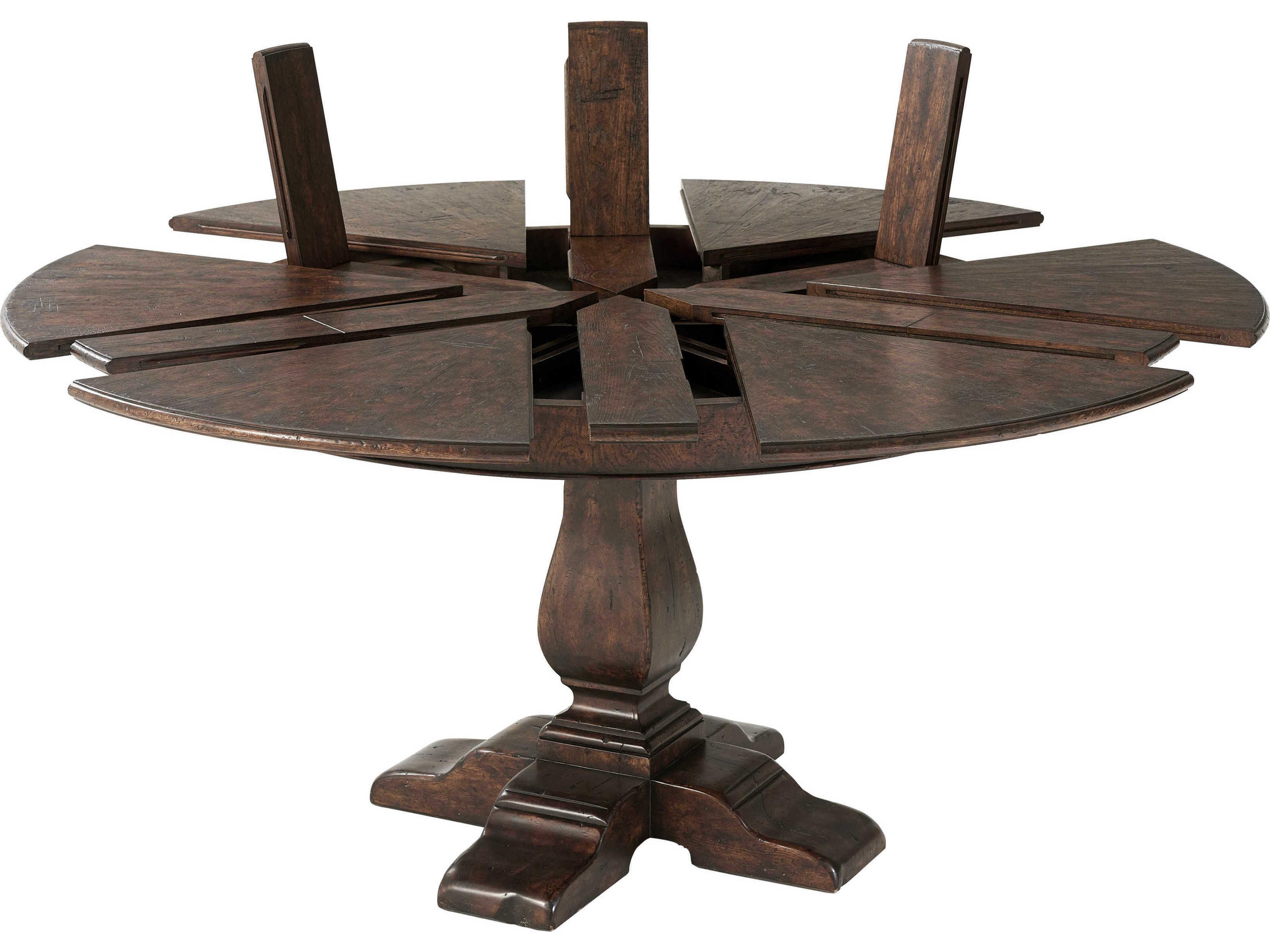 Theodore Alexander Victory Oak Round Wood Veneer Mahogany Dining Table