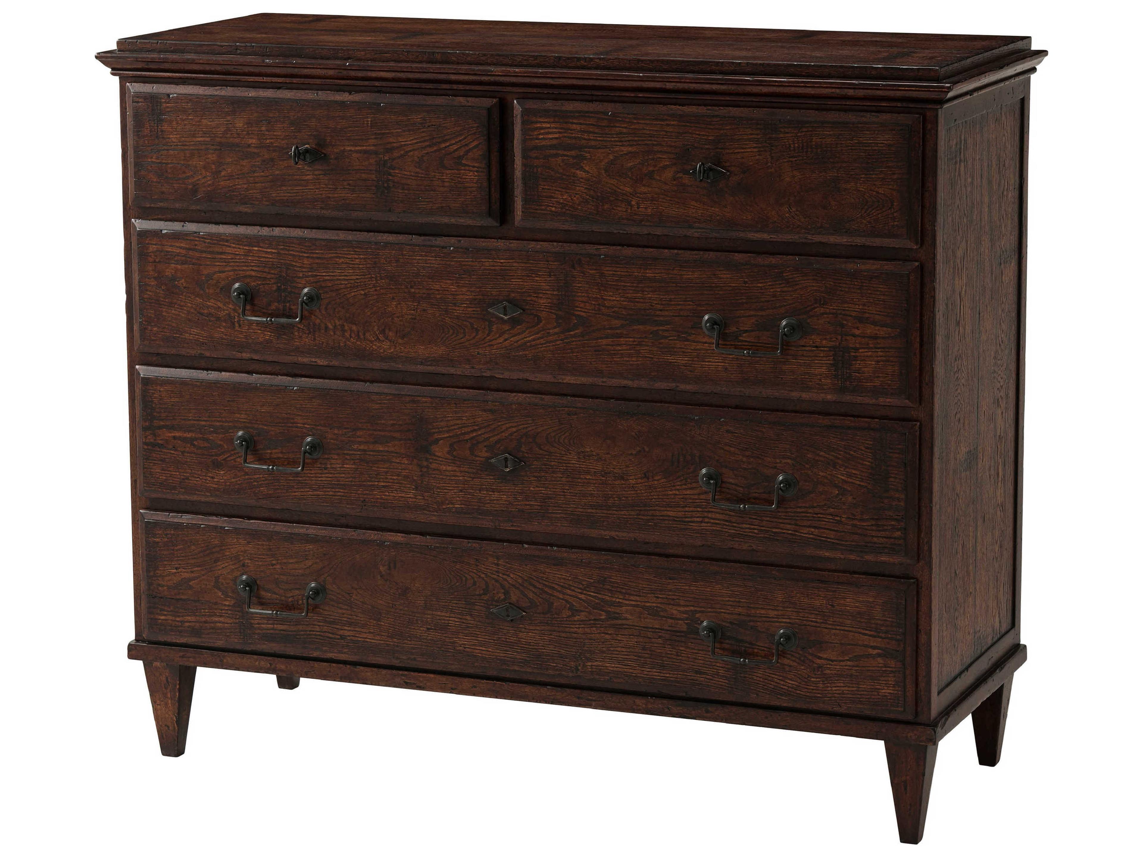 Althorp - Victory Oak 5-Drawers Brown Wood Axel Chest of Drawers