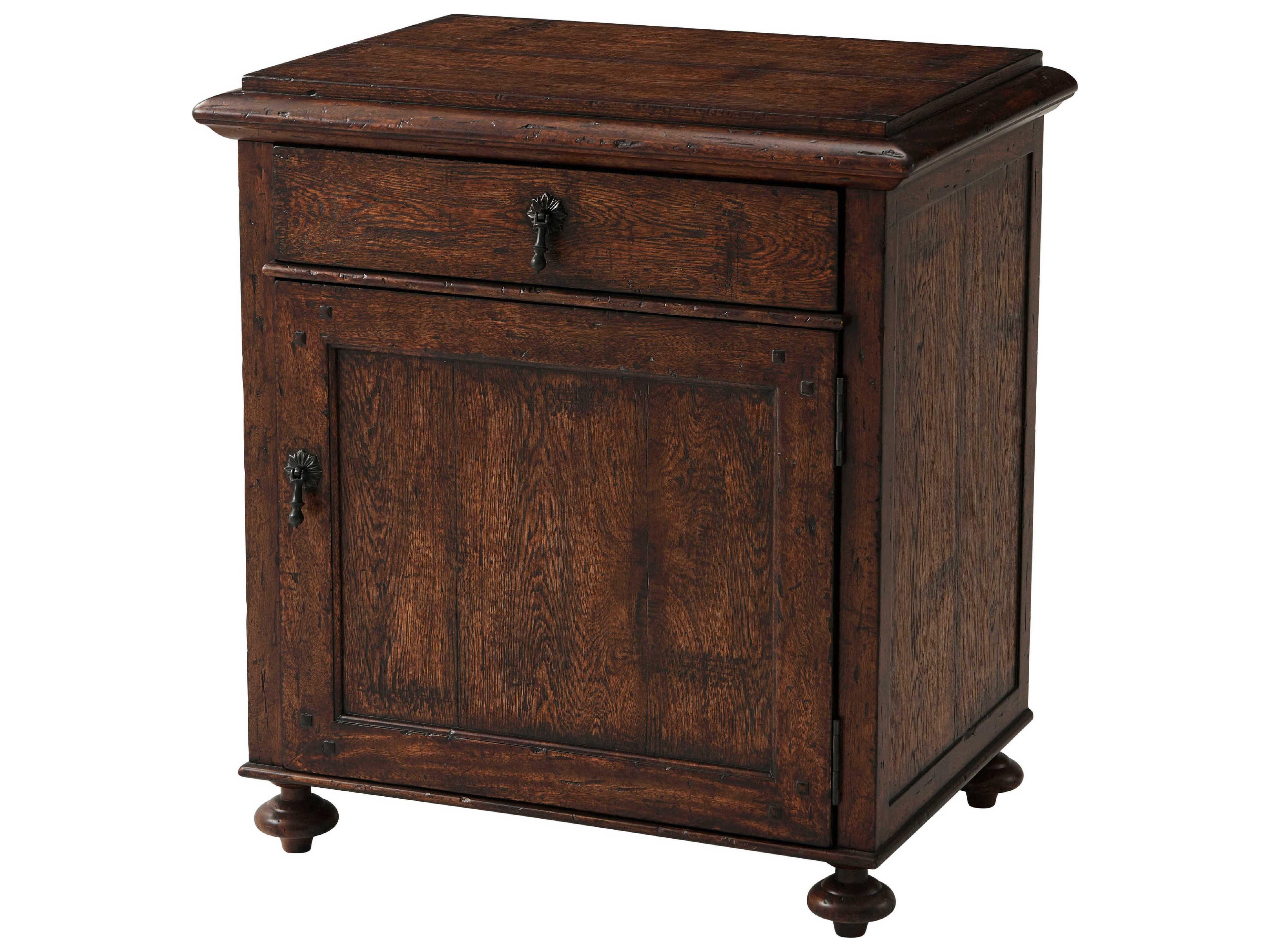 Althorp - Victory Oak 1-Drawer Brown Wood Oliver Nightstand
