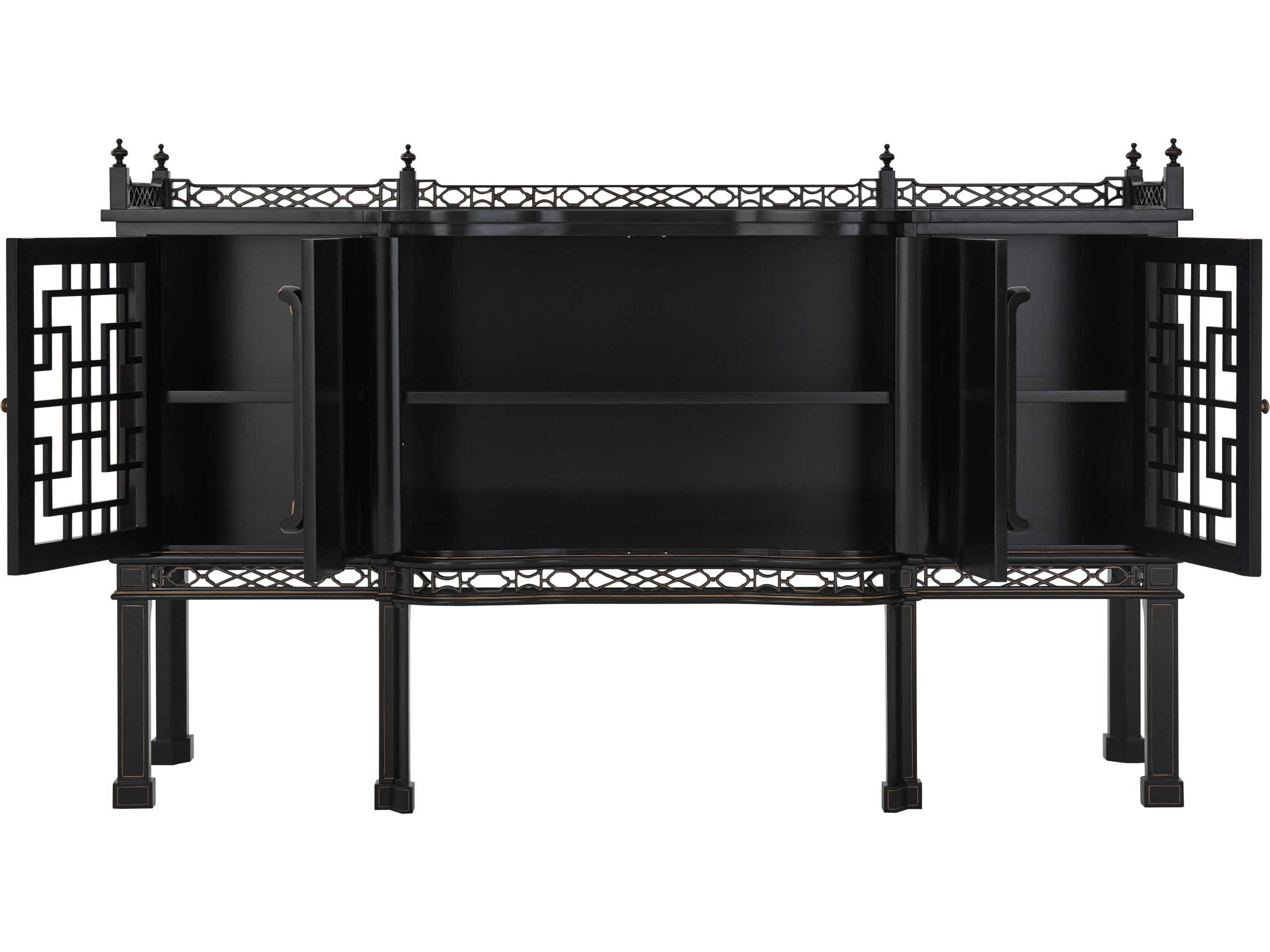 Theodore Alexander 62" Mahogany Wood Antique Gold Gilt Italian Sideboard