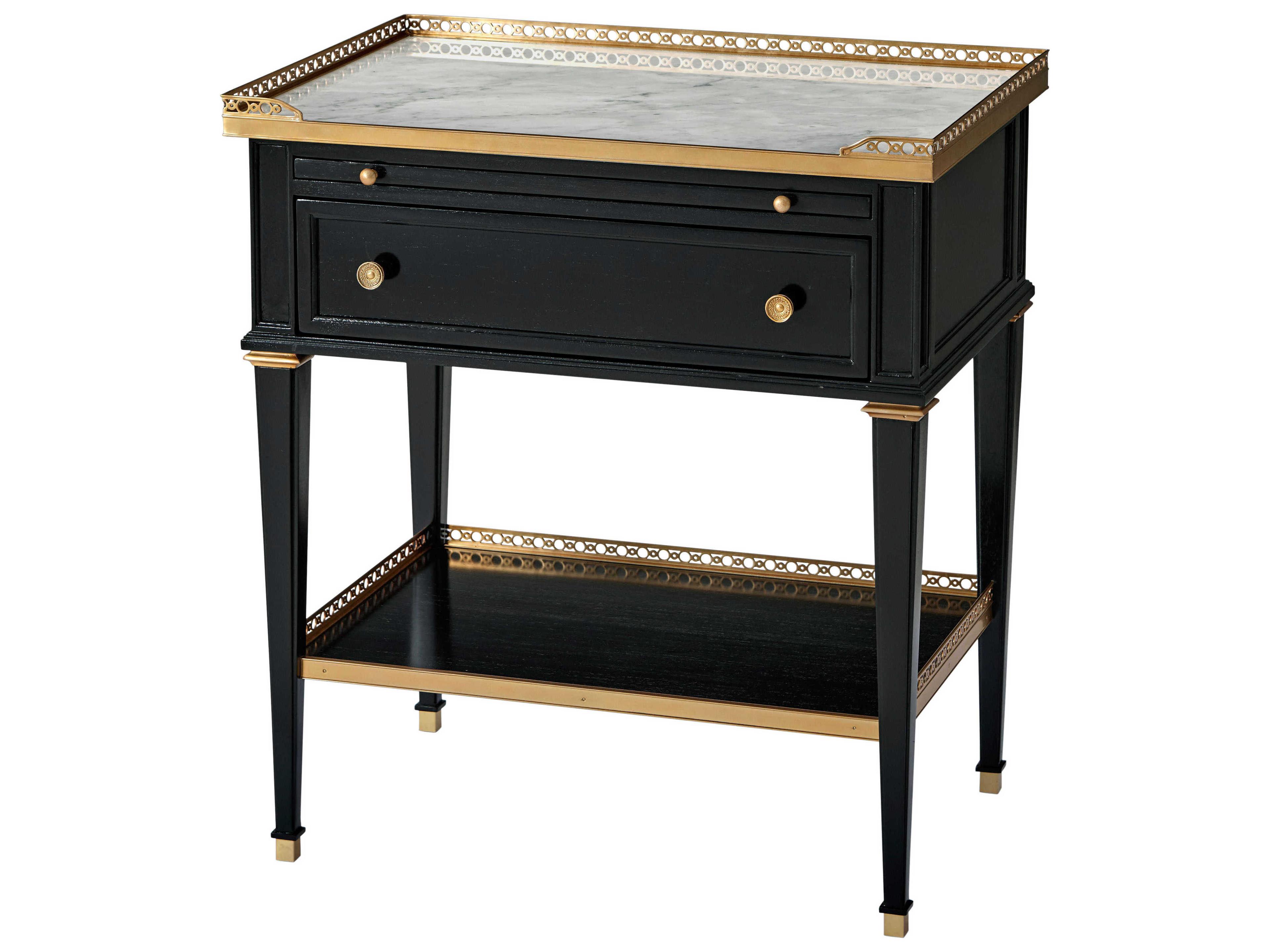 Theodore Alexander Alexa Hampton 1-Drawer Black Mahogany Wood Matilde Nightstand