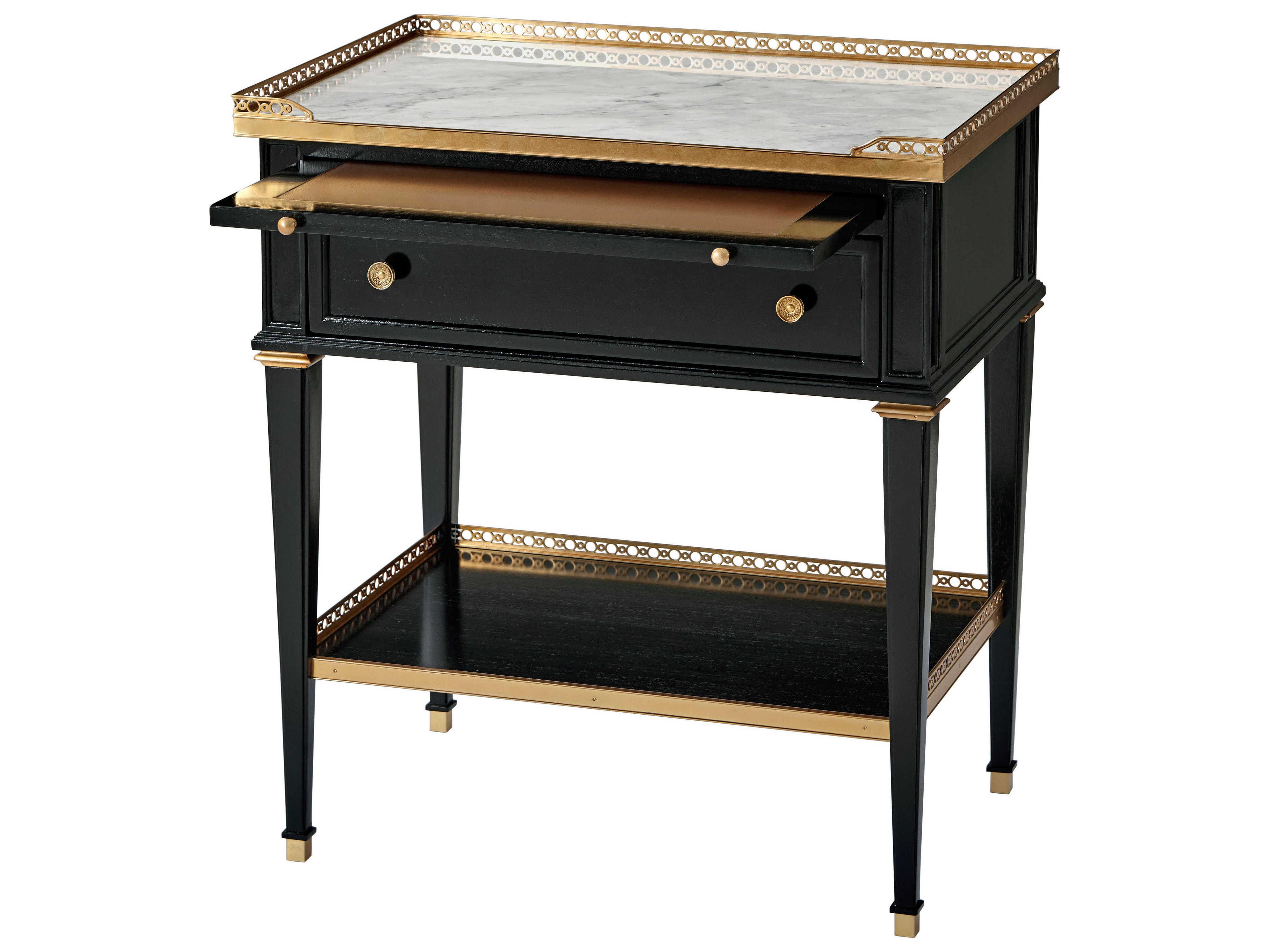 Theodore Alexander Alexa Hampton 1-Drawer Black Mahogany Wood Matilde Nightstand