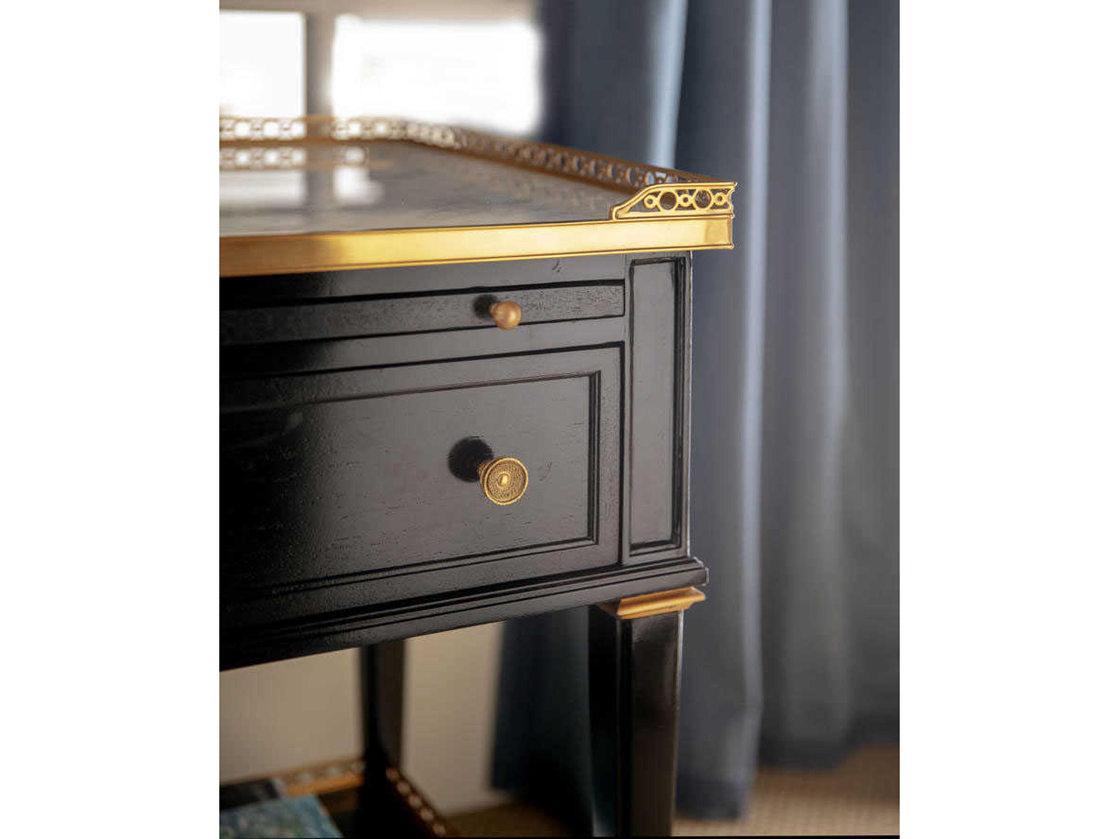 Theodore Alexander Alexa Hampton 1-Drawer Black Mahogany Wood Matilde Nightstand