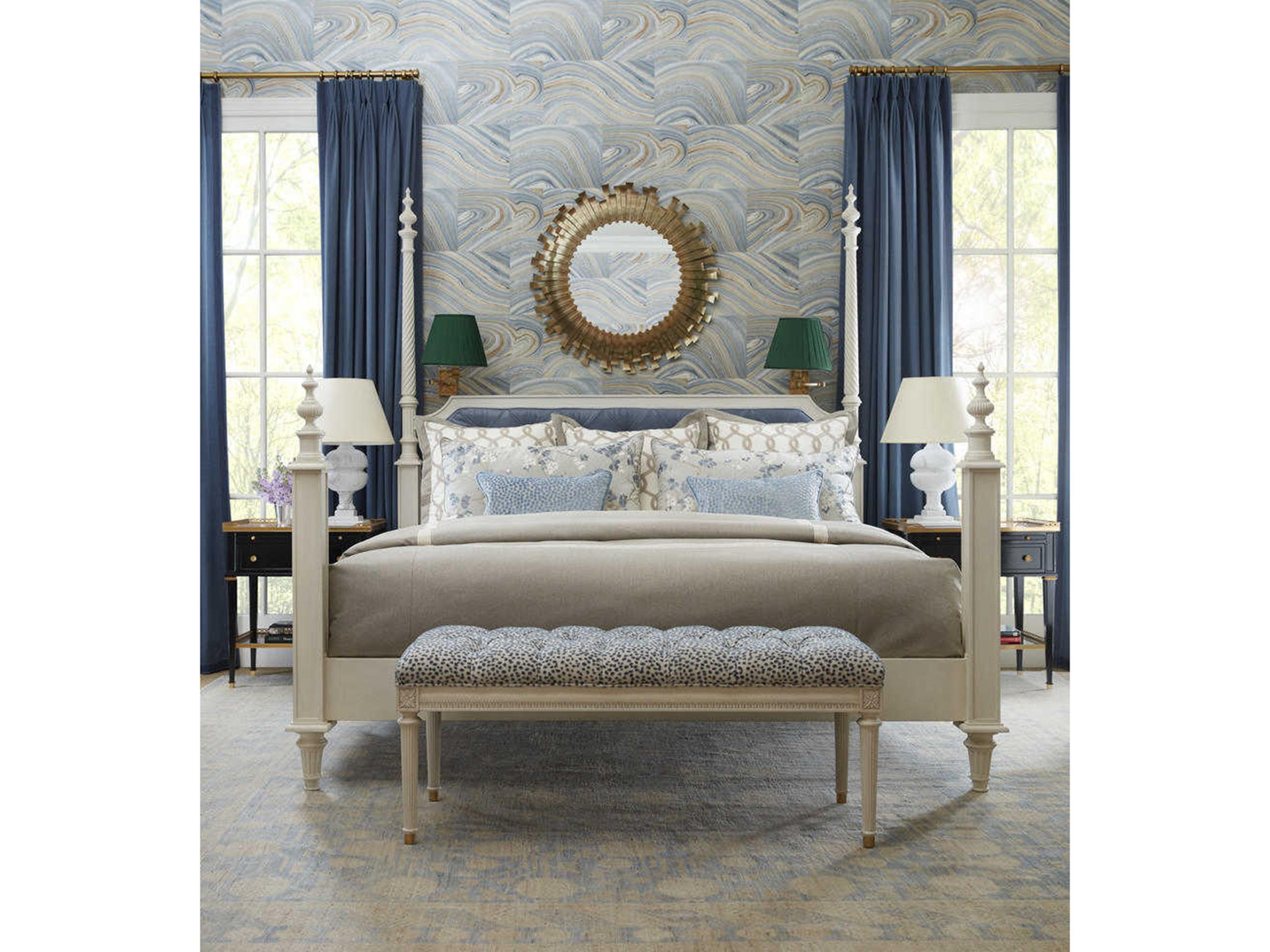 Theodore Alexander Alexa Hampton 1-Drawer Black Mahogany Wood Matilde Nightstand