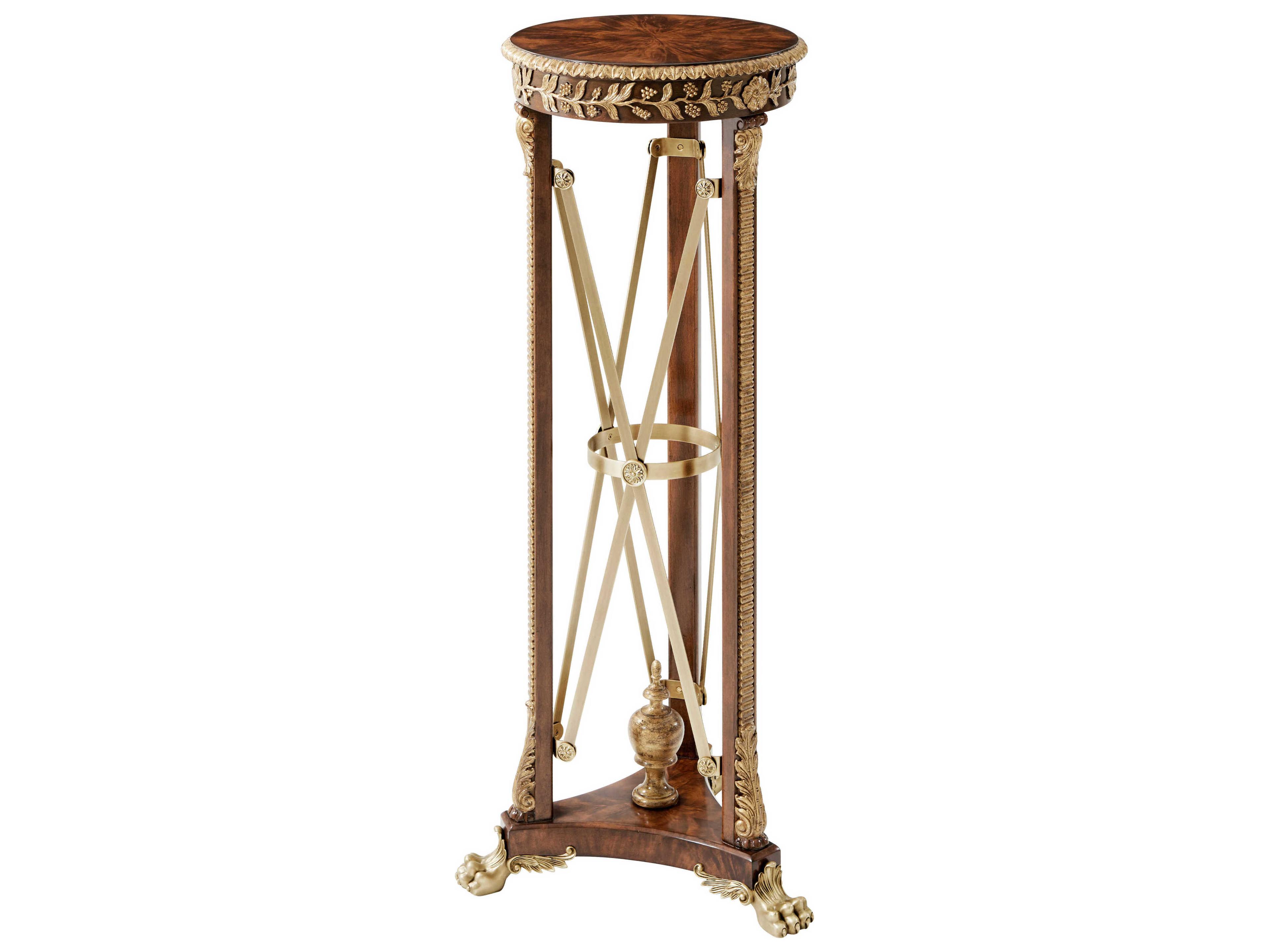 Theodore Alexander Rep-li-ca Round Wood Italian Gold Ramsey Mahogany Classical Torchere End Table