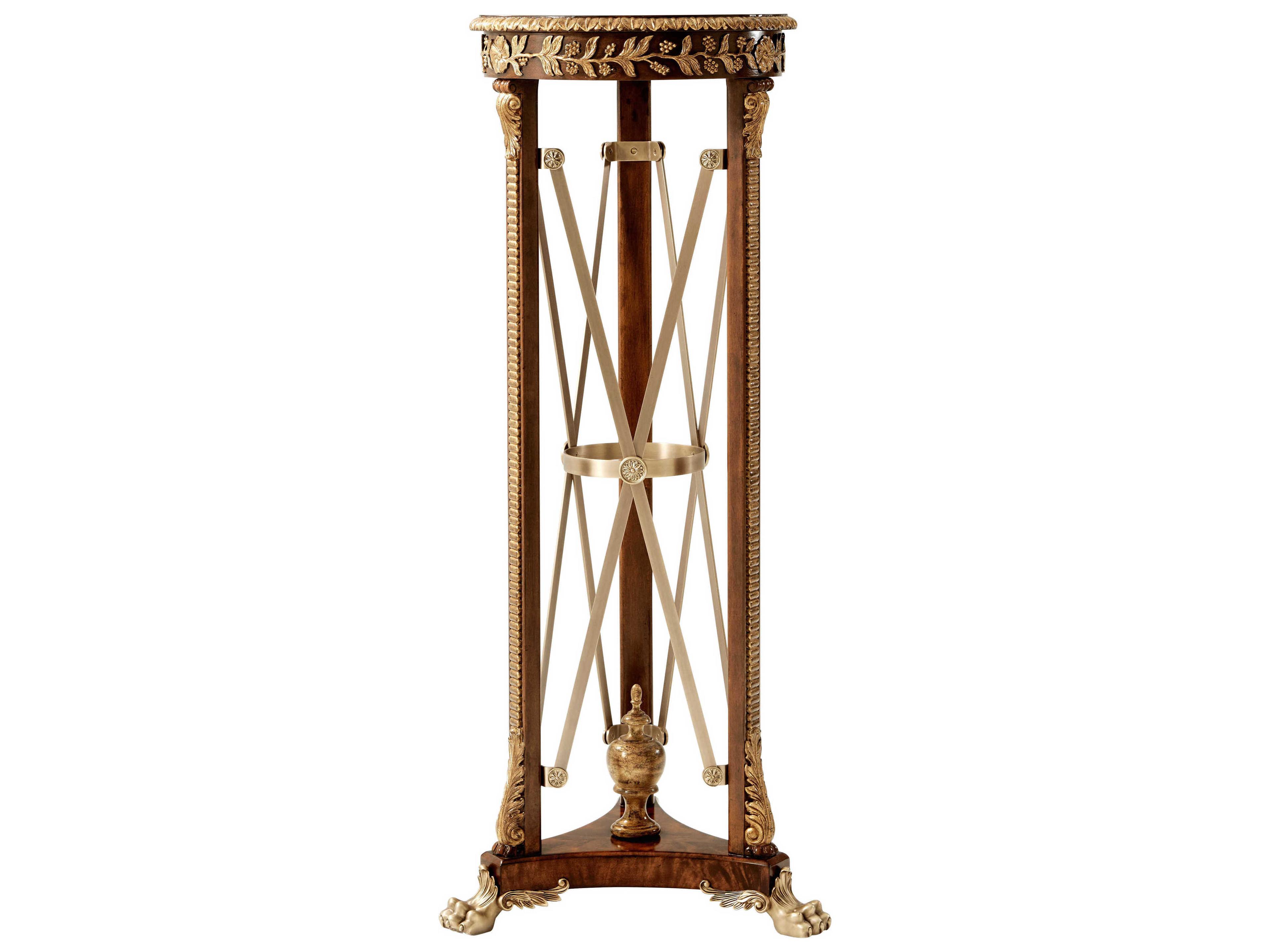 Theodore Alexander Rep-li-ca Round Wood Italian Gold Ramsey Mahogany Classical Torchere End Table
