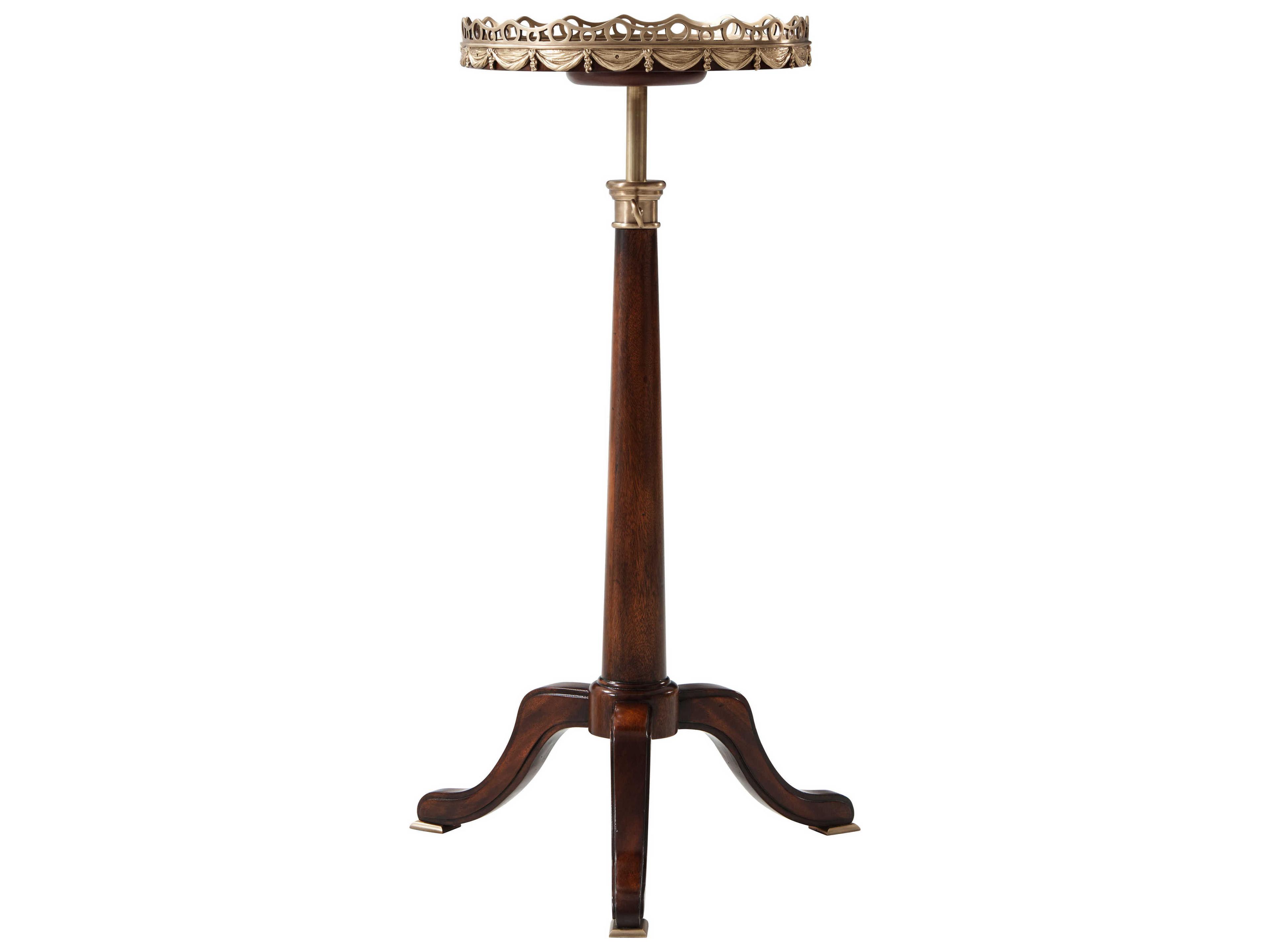 Theodore Alexander Rep-li-ca Round Wood Ramsey Mahogany Telescopic End Table