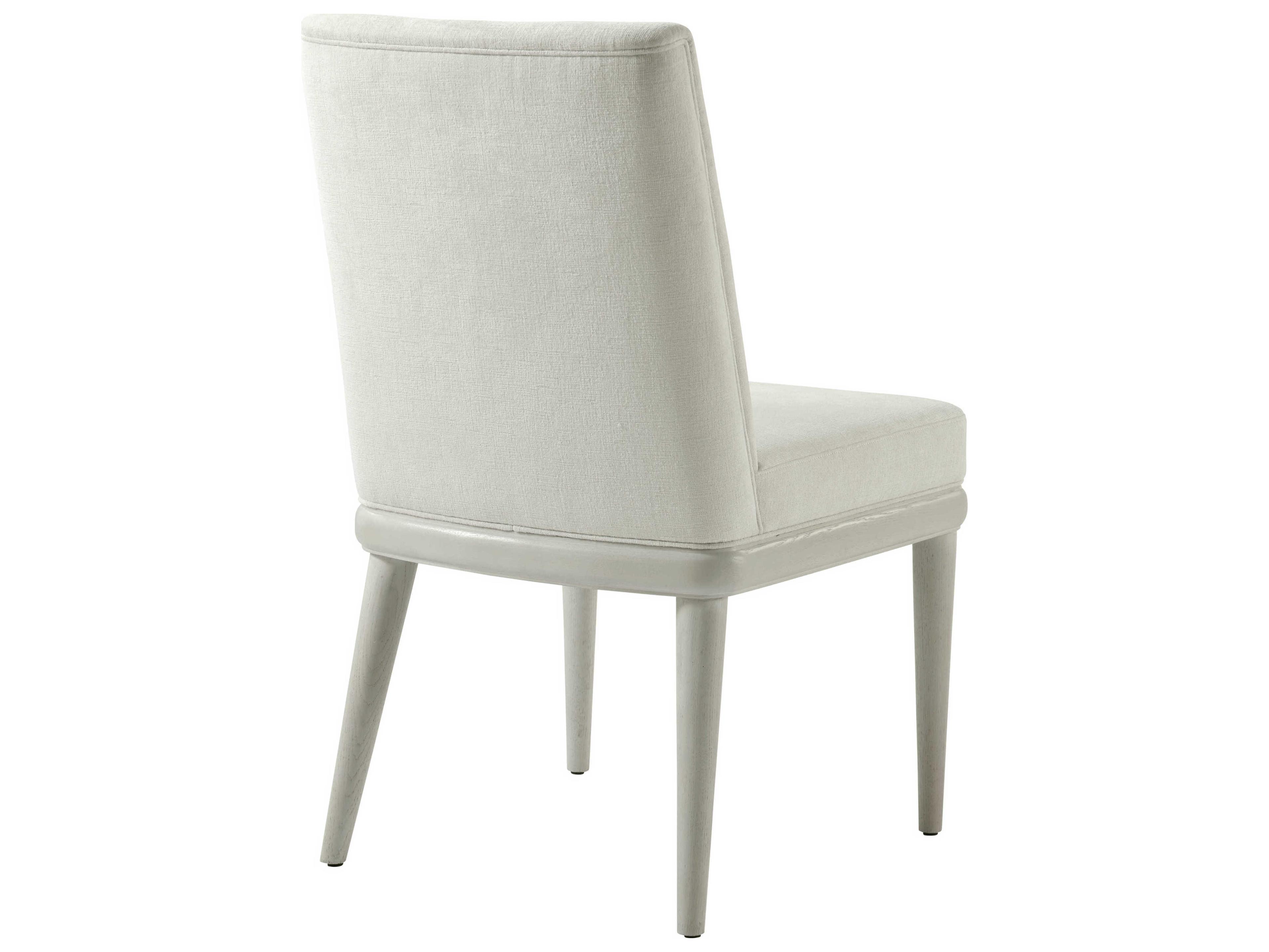 Theodore Alexander Essence Solid Wood White Upholstered Side Dining Chair